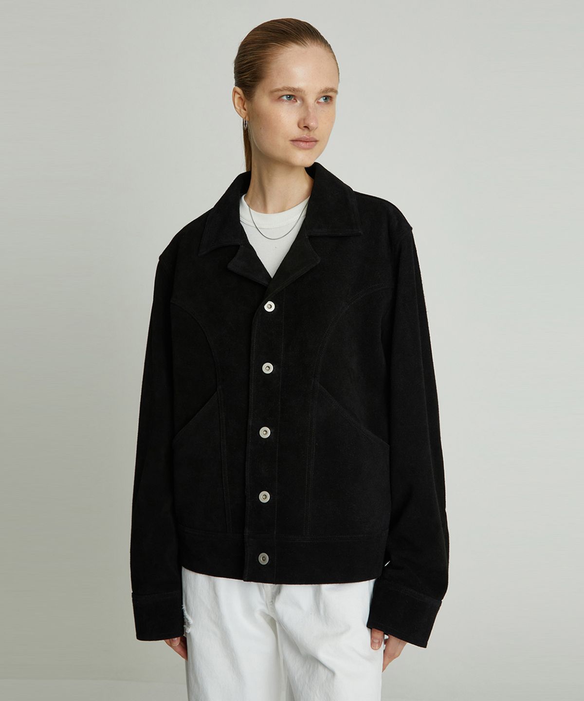 앤드로스(ANDROS) Suede Trucker Jacket (Black)