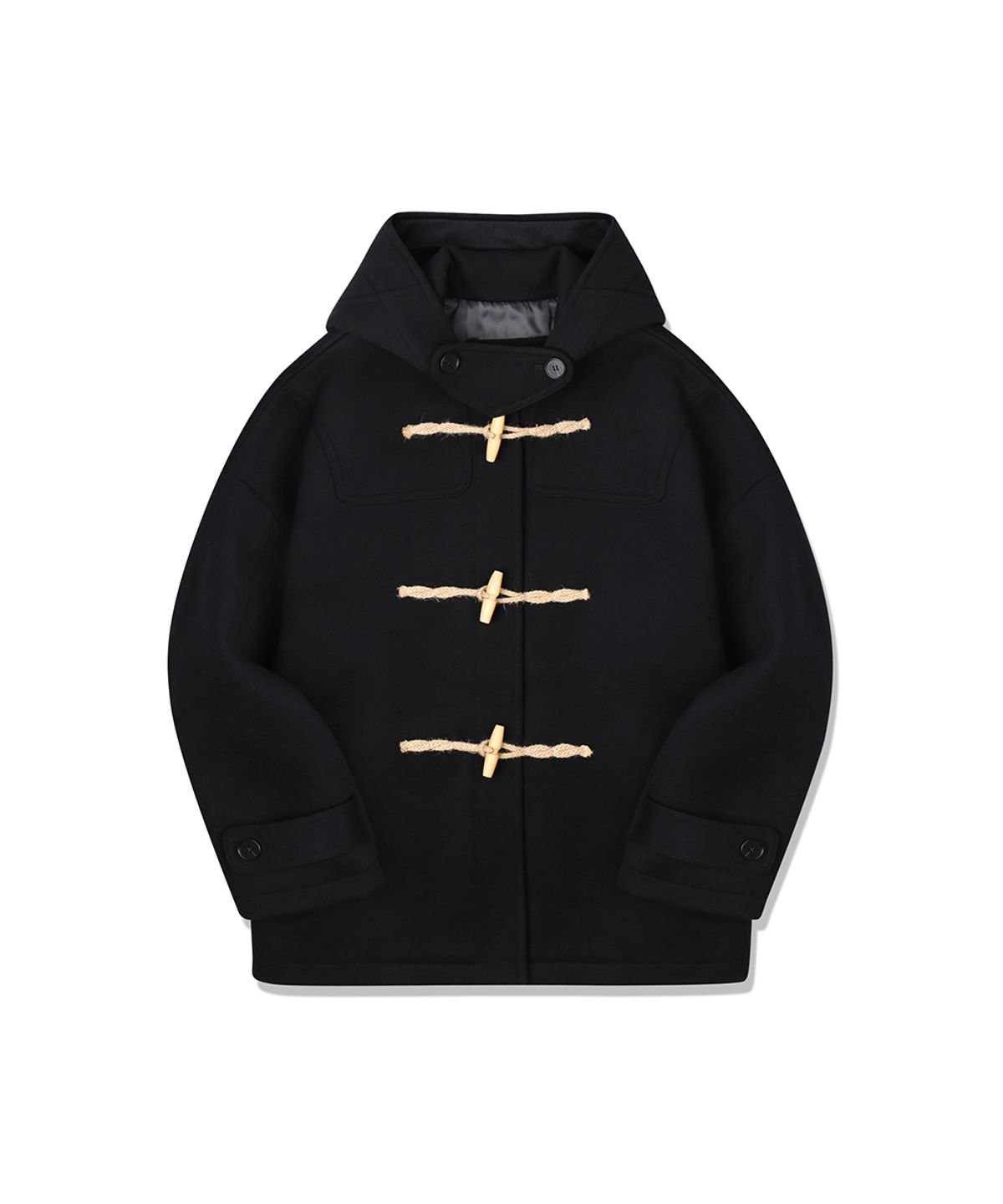 메인부스(MAINBOOTH) [울100%]Oversized Half Duffle Coat(BLACK)