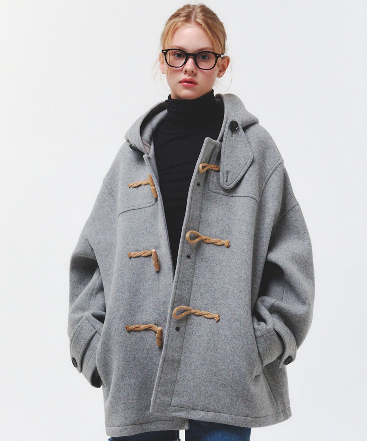 메인부스(MAINBOOTH) [울90%]Oversized Half Duffle Coat(LIGHT GRAY)