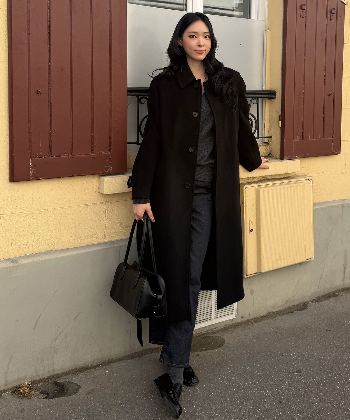 던스트(DUNST) UNISEX BELTED CASHMERE MAC COAT_UDCO6D123_BLACK