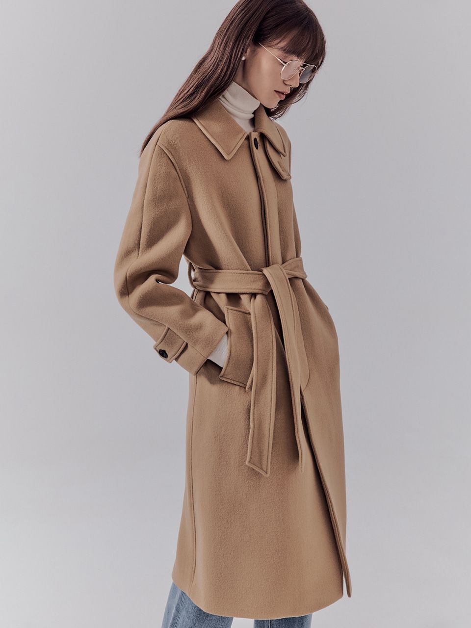 MUSINSA DUNST FOR WOMEN UNISEX BELTED WOOL MAC COAT