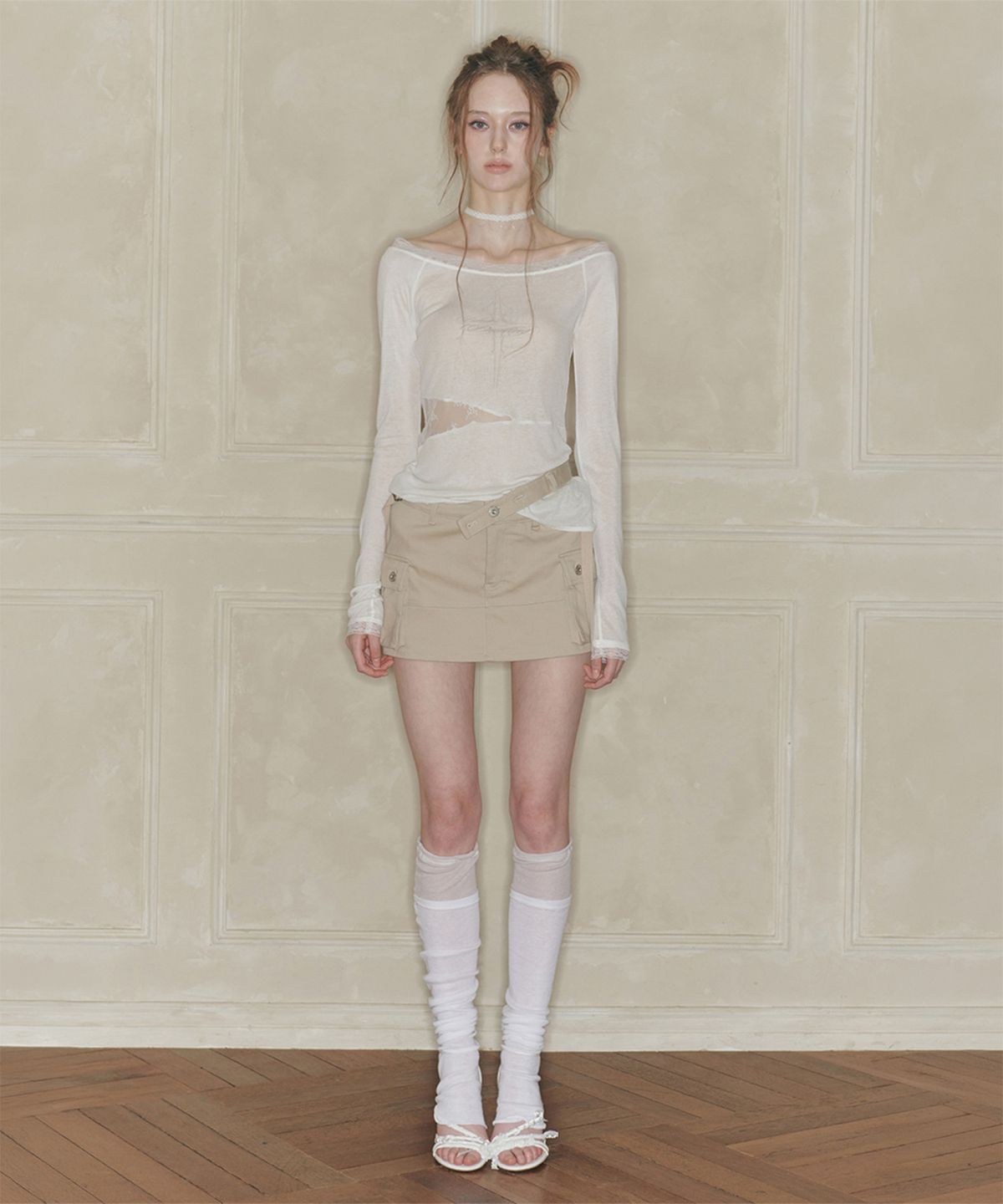 페인오어플레져(PAINORPLEASURE) NIX MINI SKIRT beige