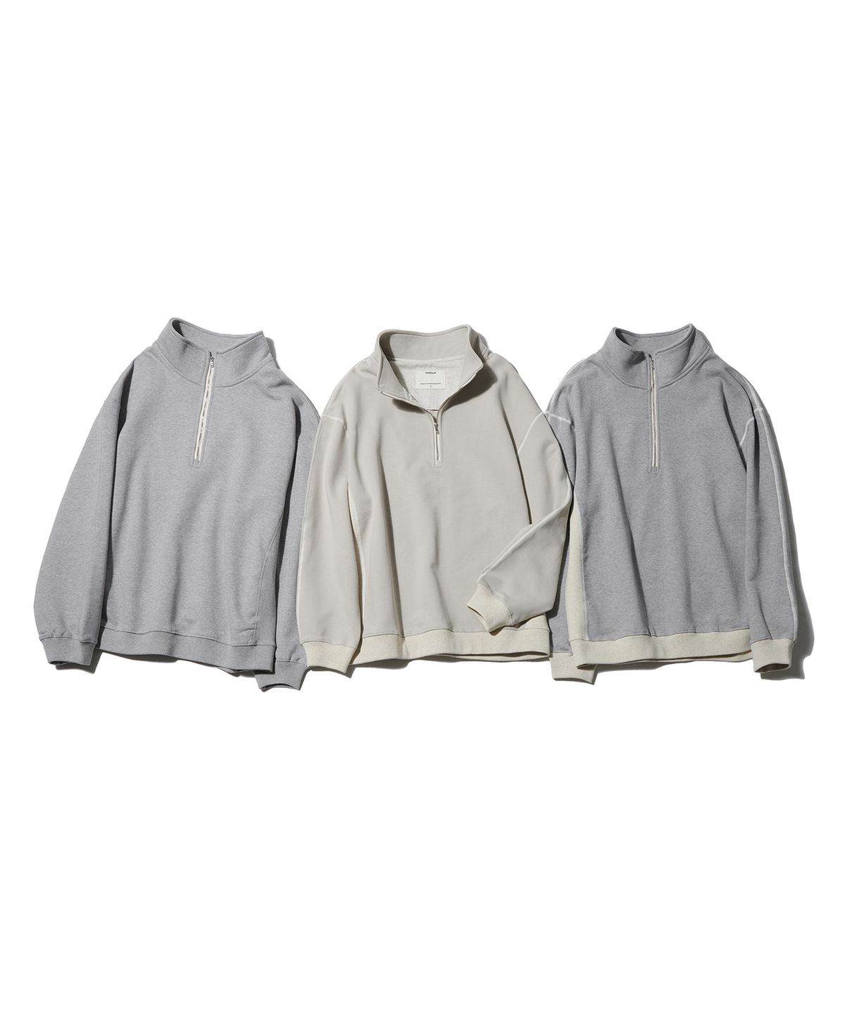 라모랭(RAMOLIN) Shoulder Split Half Zip Sweatshirts Melange Blend