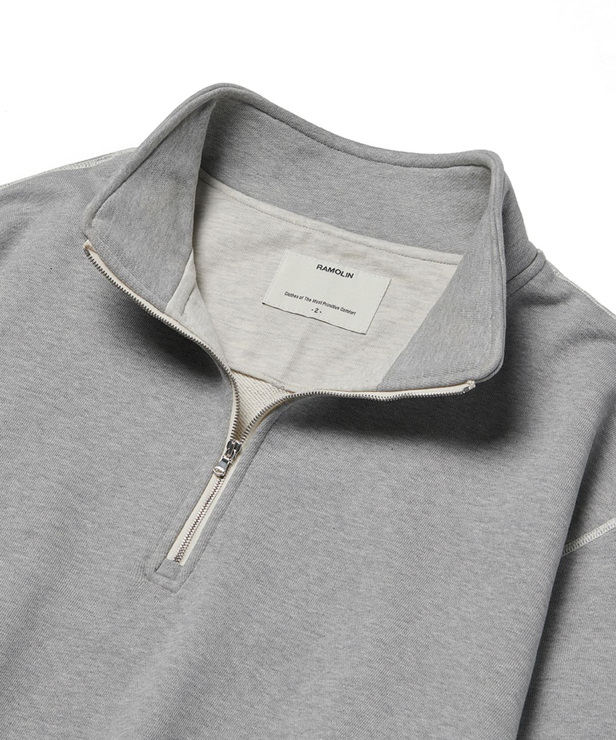 라모랭(RAMOLIN) Shoulder Split Half Zip Sweatshirts Melange Blend
