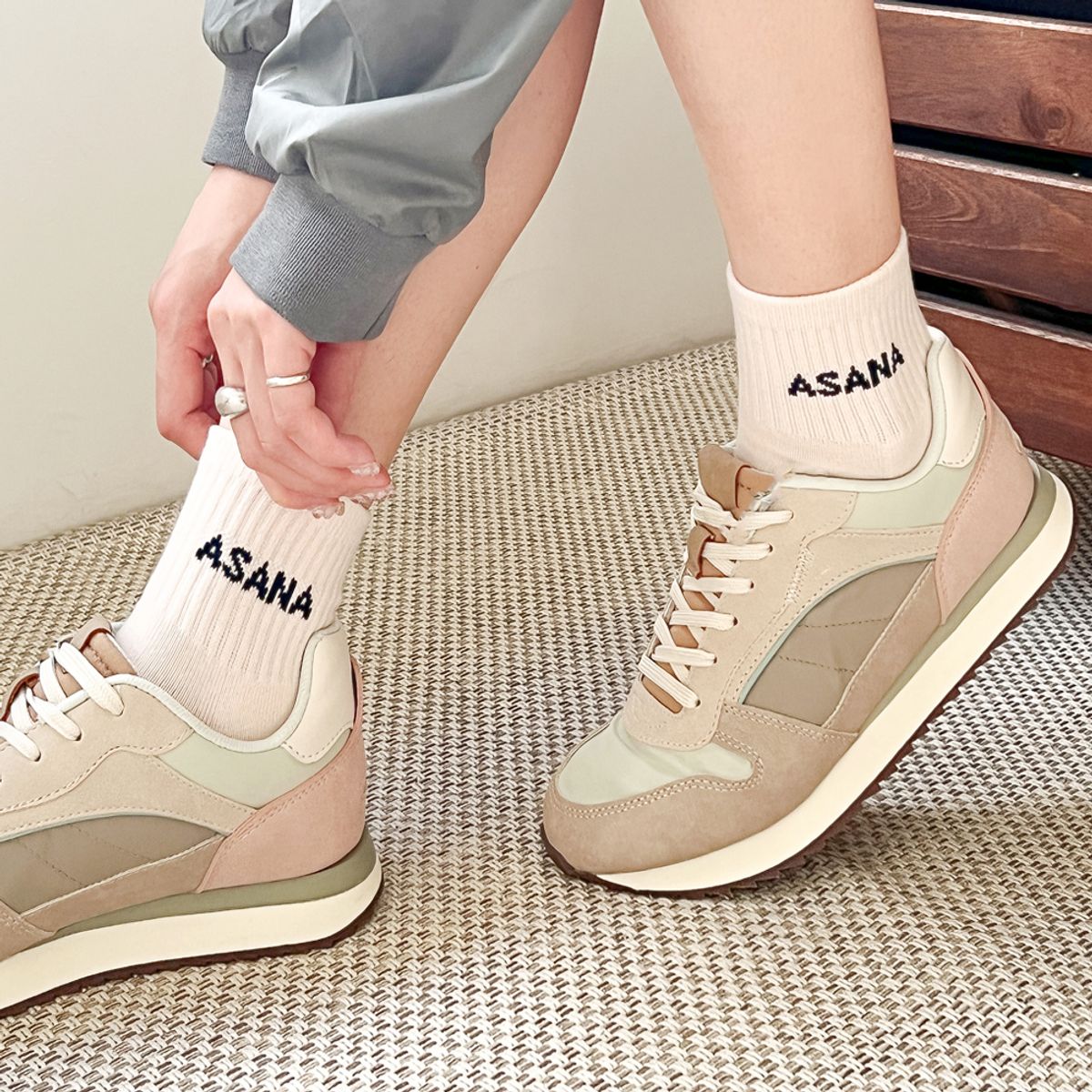 아사나(ASANA) 쿼터 파일 쿠션 삭스 러닝 스포츠 양말