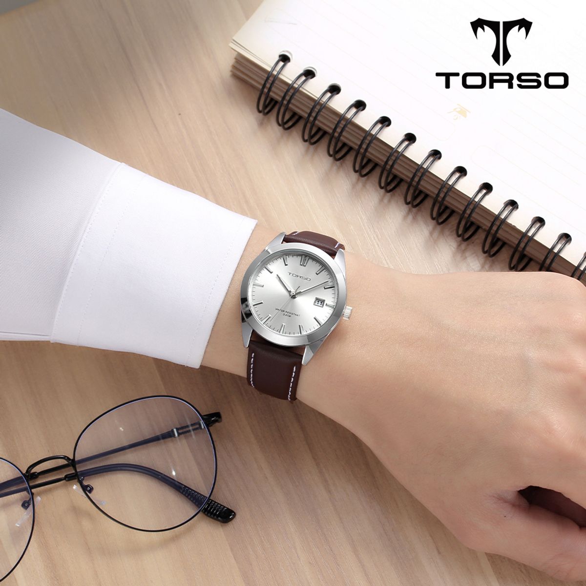 토르소(TORSO) T105L-SSBR 마이다스 캘린더 워치 남성 가죽 밴드 시계