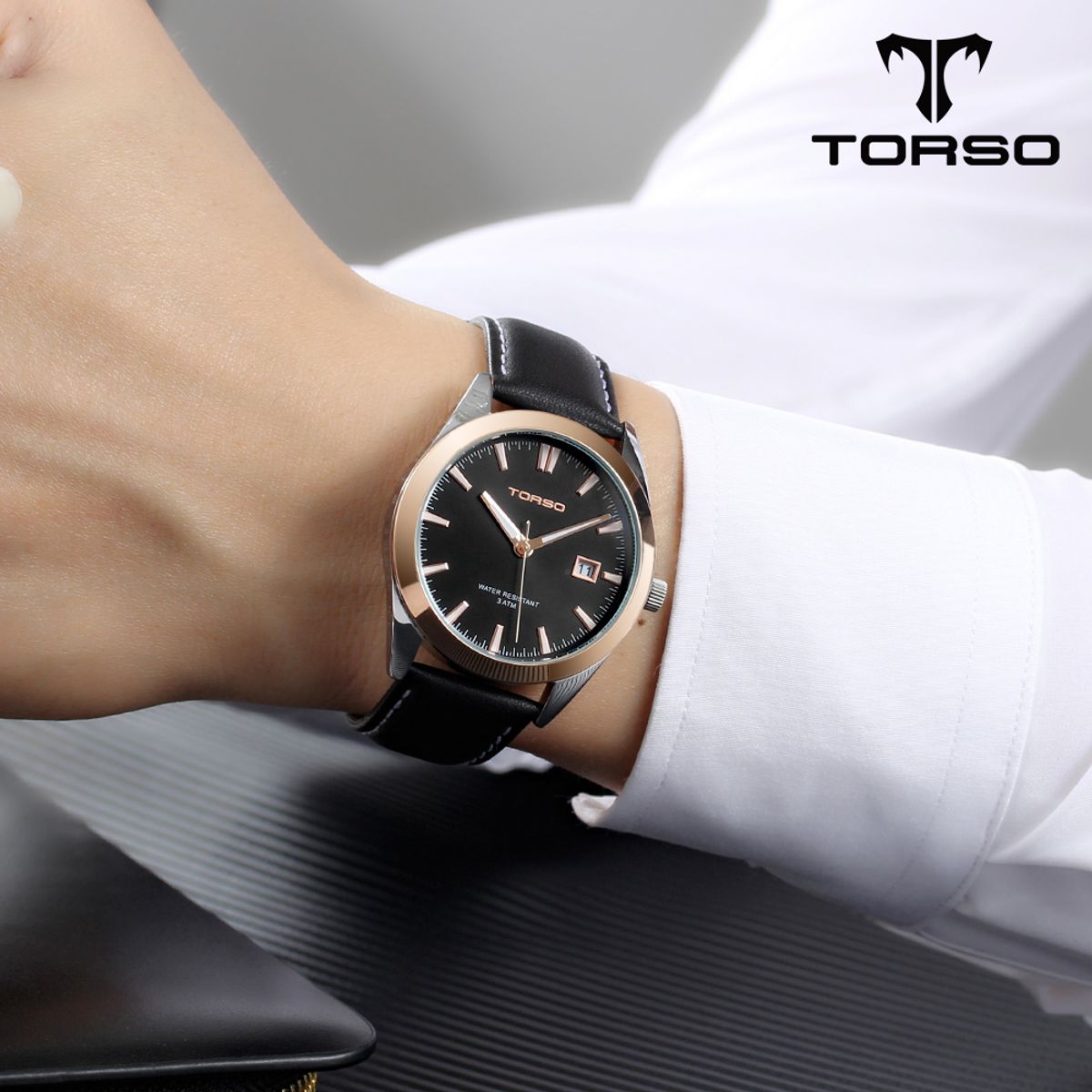 토르소(TORSO) T105L-RBBK 마이다스 캘린더 워치 남성 가죽 밴드 시계