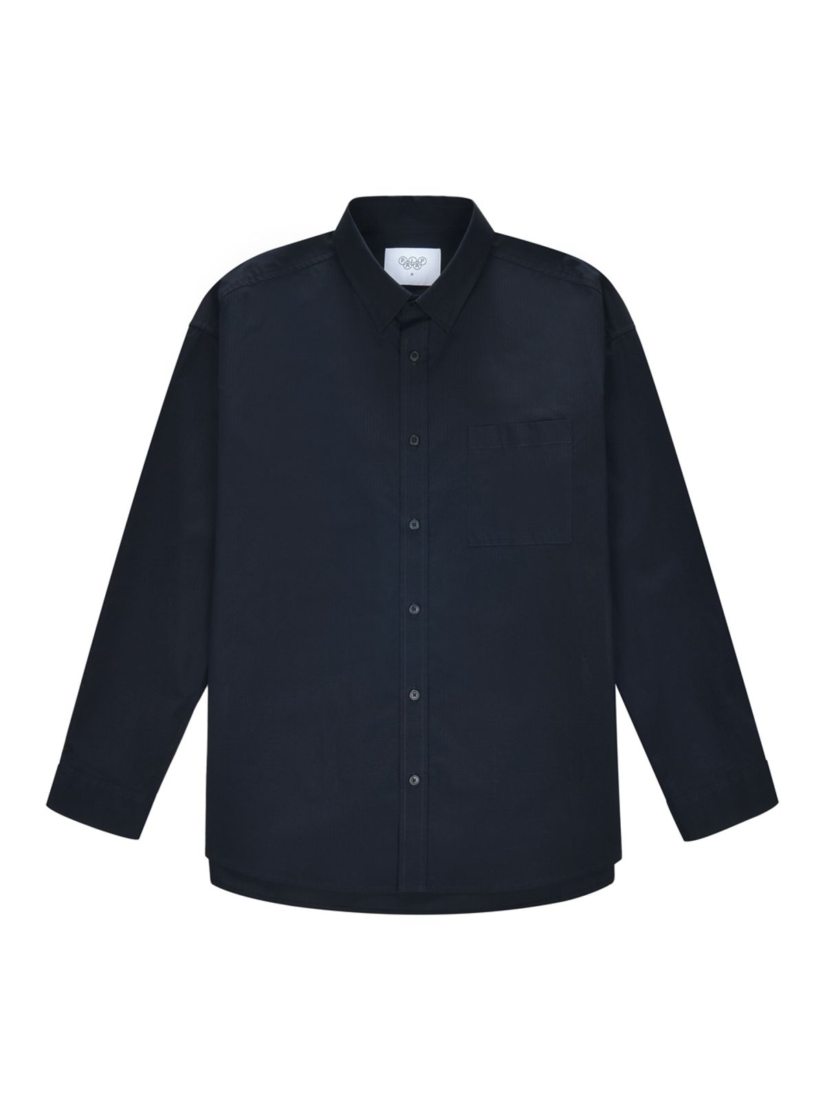 팔랩(PALAP) 스퀘어 립조직 오버핏 셔츠_PL21F8SH001_D/NAVY