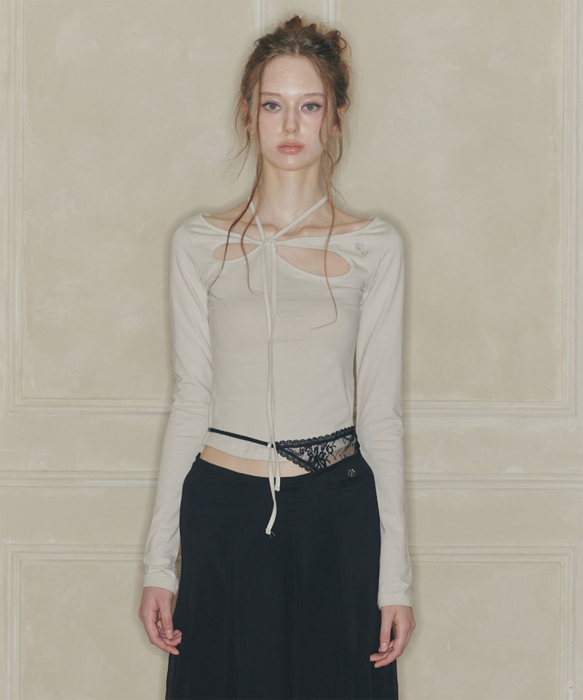 페인오어플레져(PAINORPLEASURE) ORCHID TOP light grey