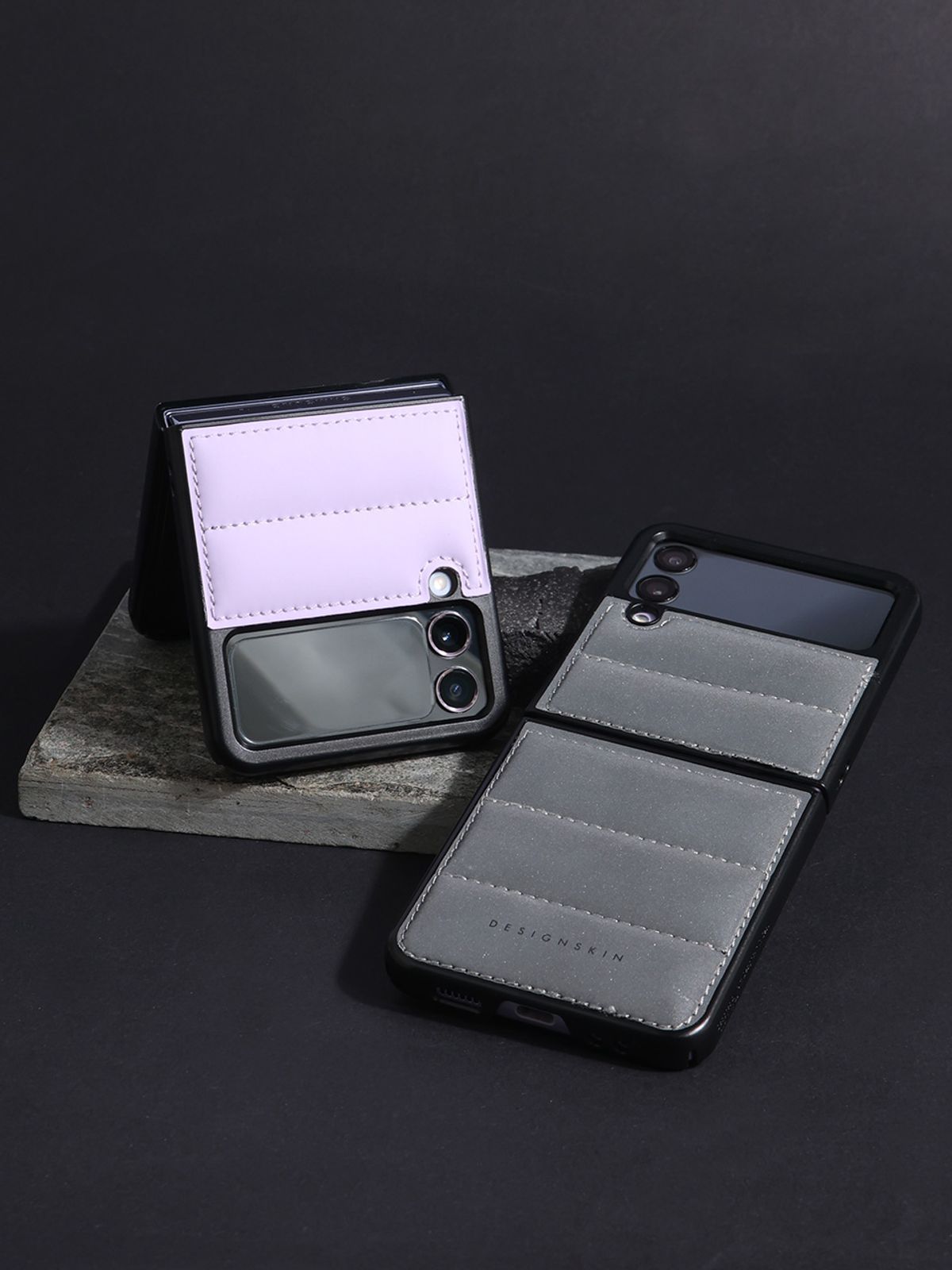 디자인스킨(DESIGNSKIN) 갤럭시Z플립4 엠보 케이스-리플렉티브 실버