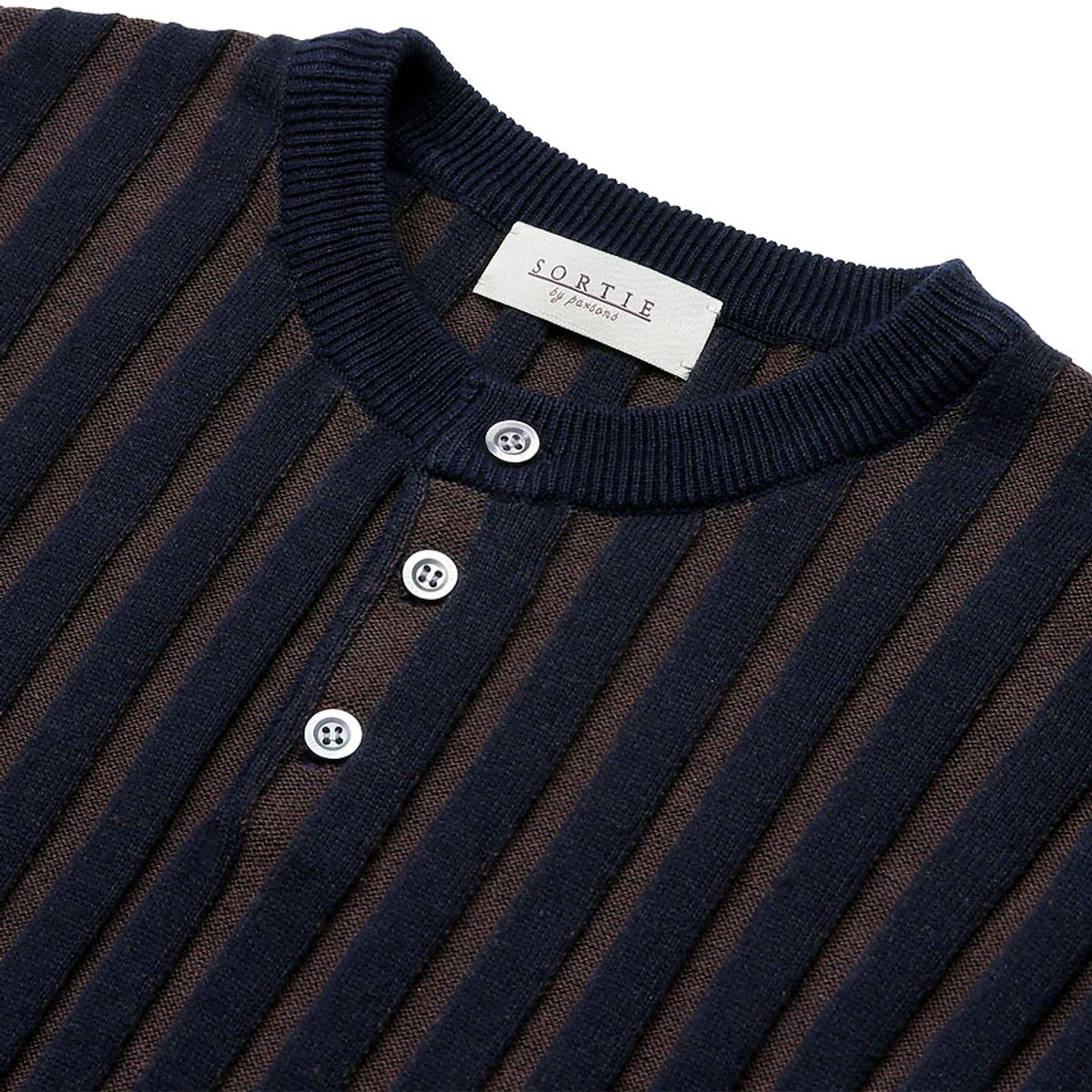 솔티(SORTIE) Reverse Combination Henly neck Knit (Navy)