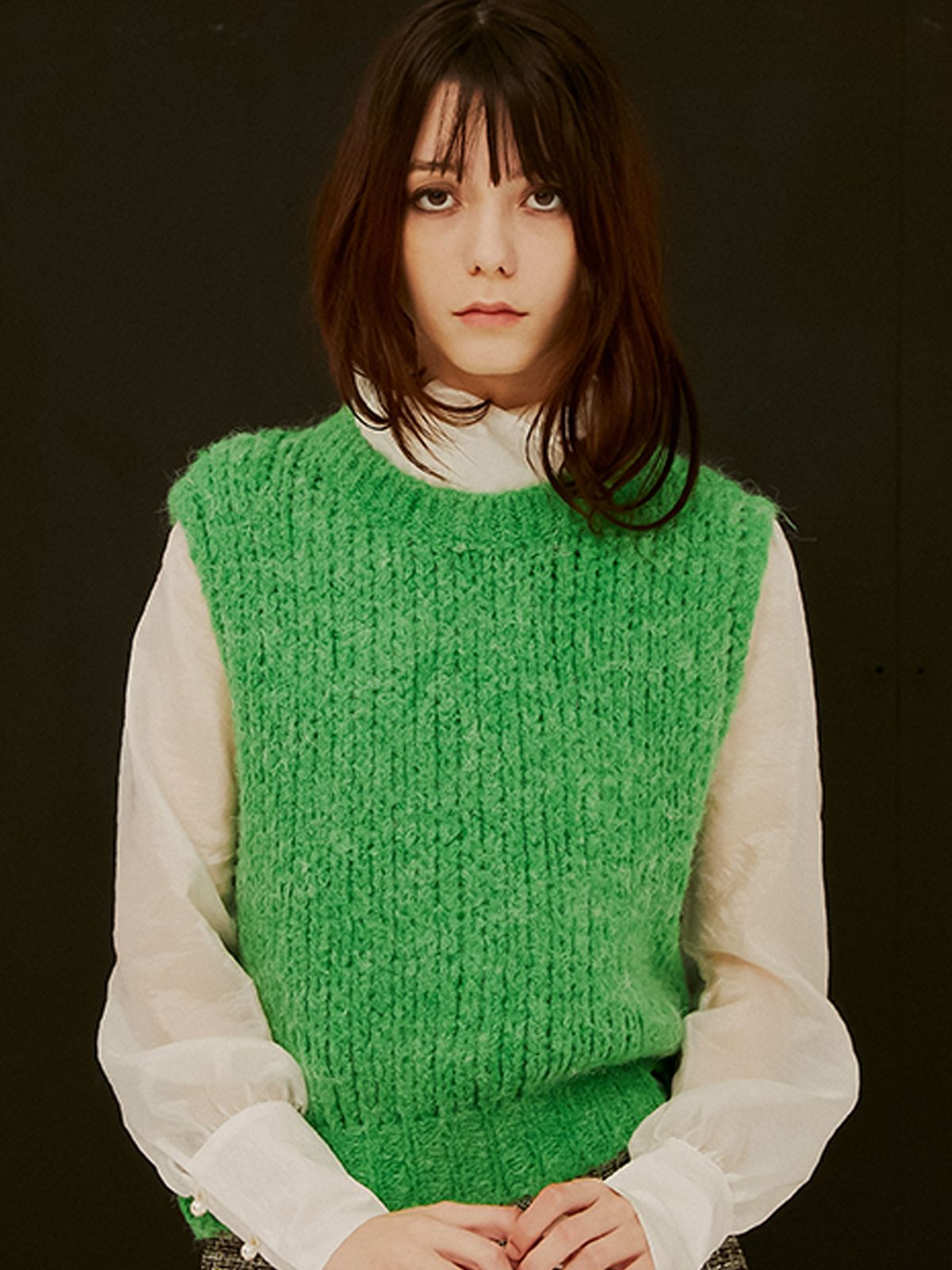 쏘리, 투 머치 러브(SORRY, TOO MUCH LOVE) Candy Wool Knit Vest_Green
