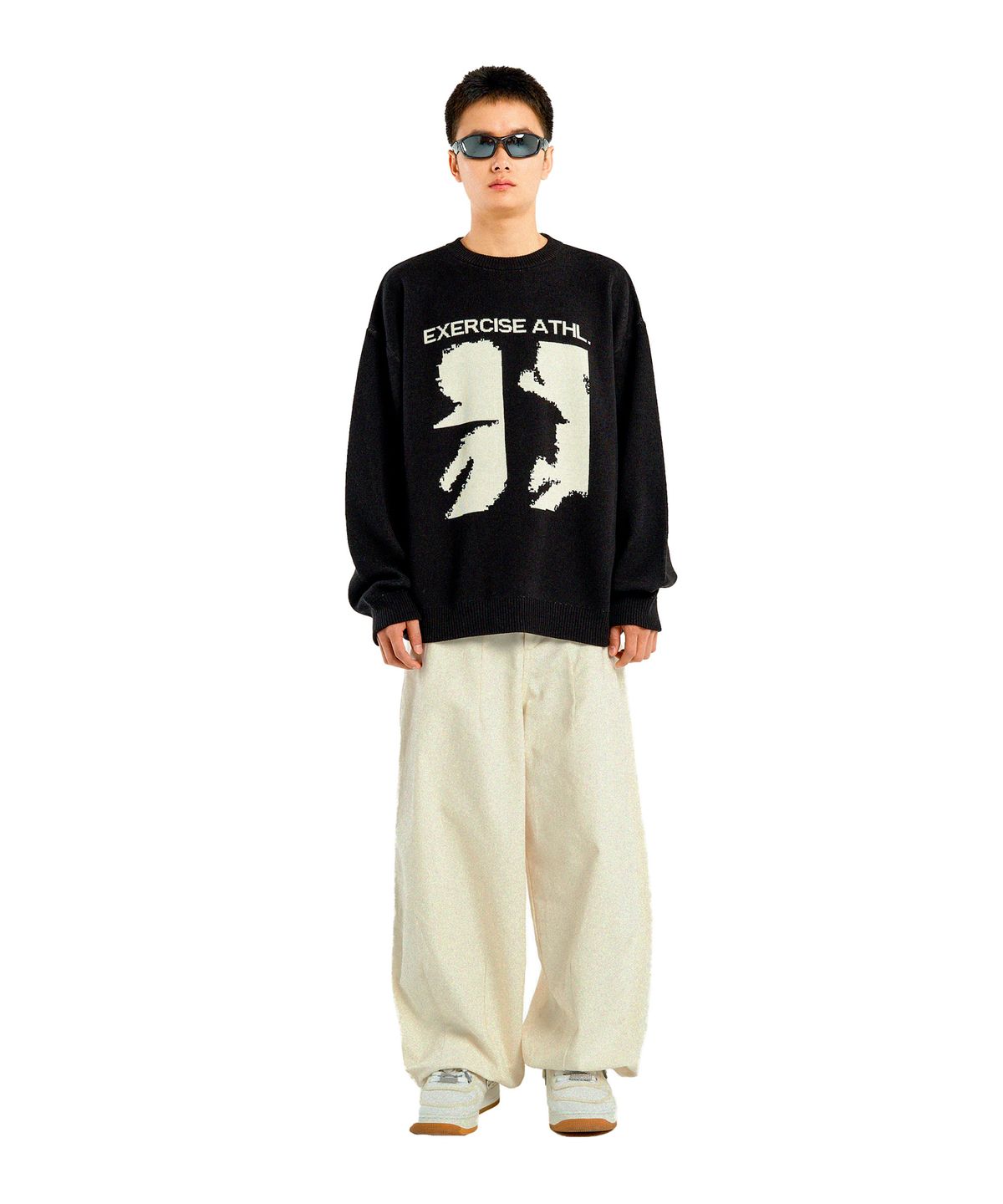 엑서사이즈(EXERCISE) RUNNER PUZZLE PIECE JACQUARD KNIT_BLACK