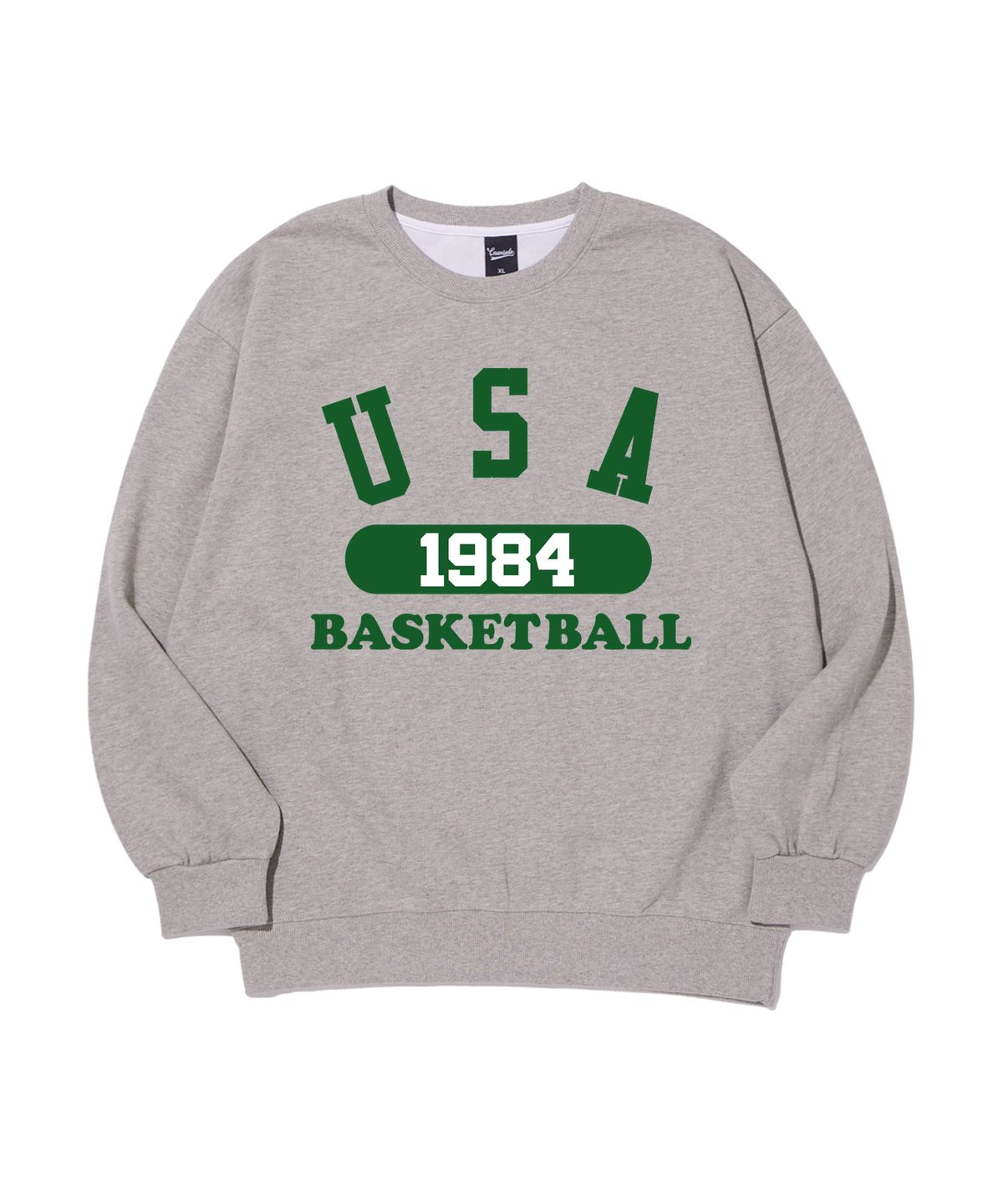 크림소다랩(CREAM SODA LAB) 유에스에이 바스켓볼 오버핏 맨투맨 그레이 그린