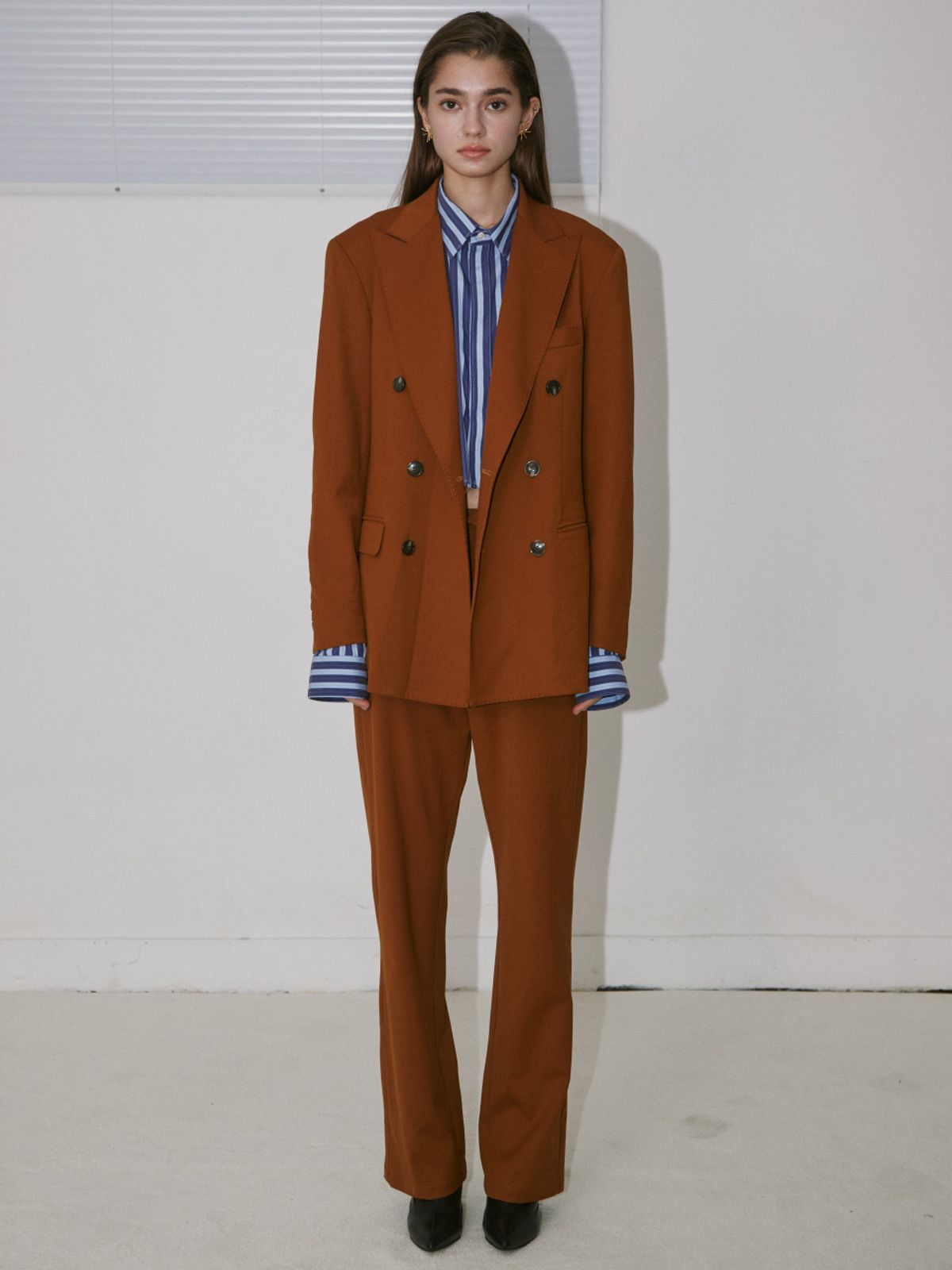 스튜(STHU) [Italy Fabric]Brown Wool Unbalance Pants