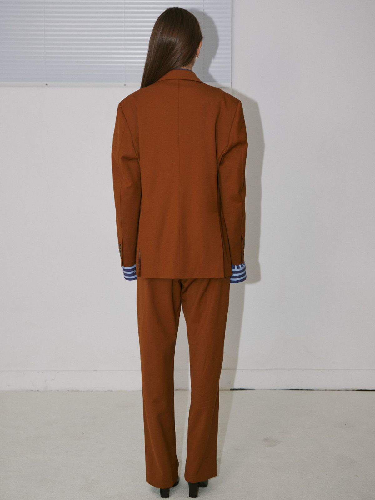 스튜(STHU) [Italy Fabric]Brown Wool Unbalance Pants