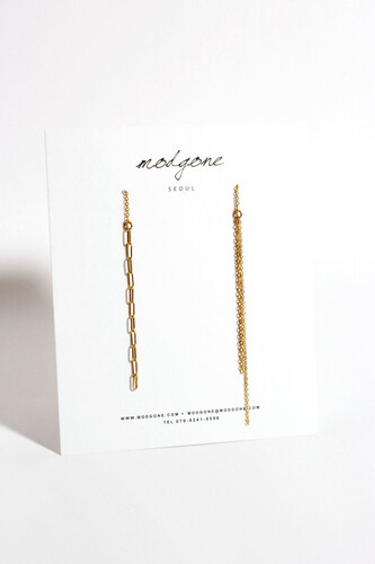 모드곤(MODGONE) 골드톤 더블체인 귀걸이 Goldtone Double Chain Earrings