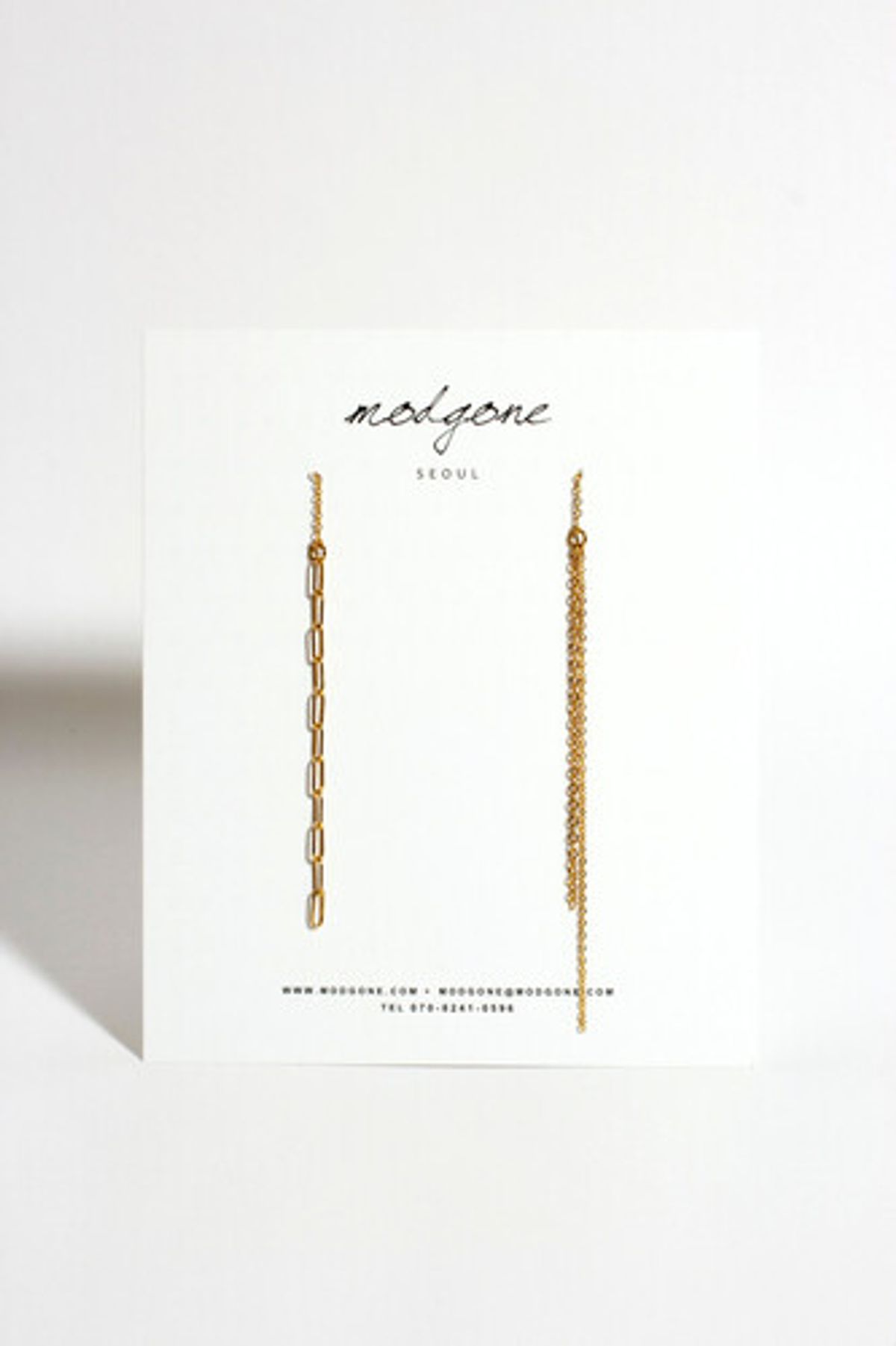모드곤(MODGONE) 골드톤 더블체인 귀걸이 Goldtone Double Chain Earrings