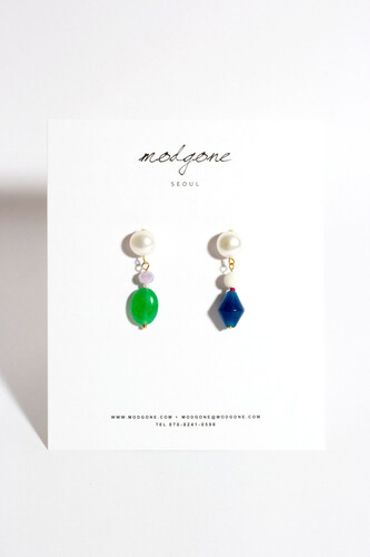 모드곤(MODGONE) 담수진주 & 원석 귀걸이 Fresh Water Pearl & Pebbles stone Earrings