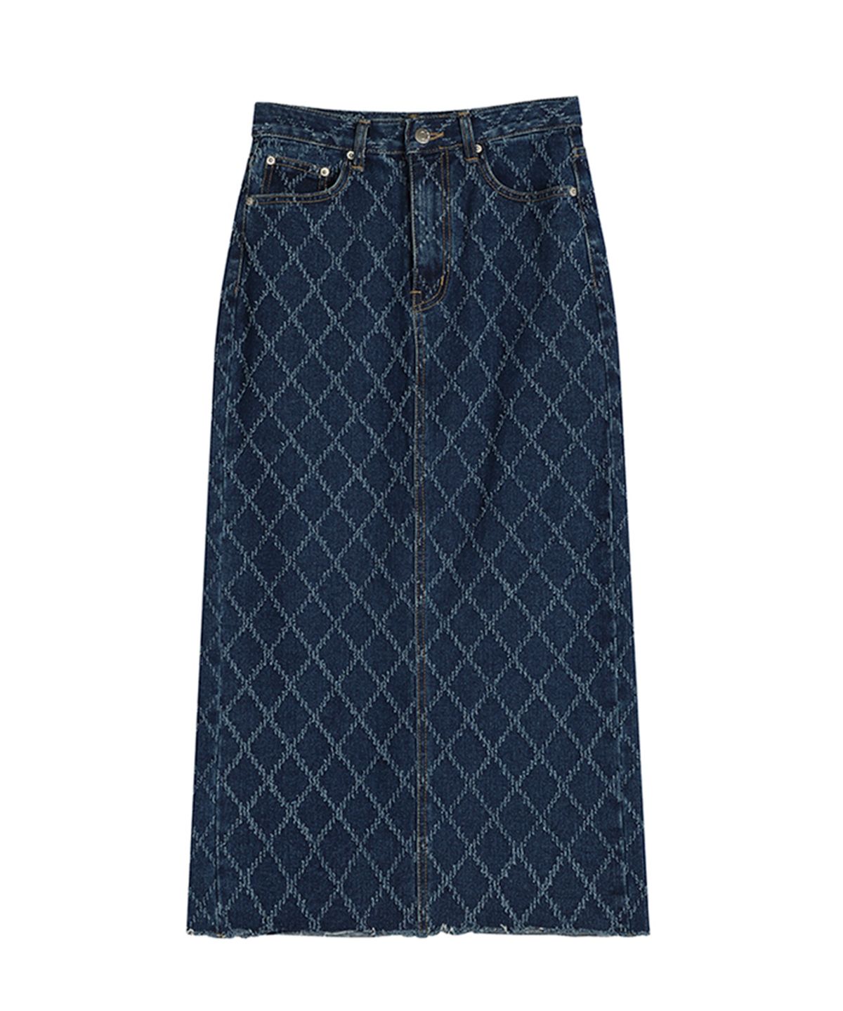 어반드레스(AVANDRESS) Quilting Long Denim Skirt BLACK