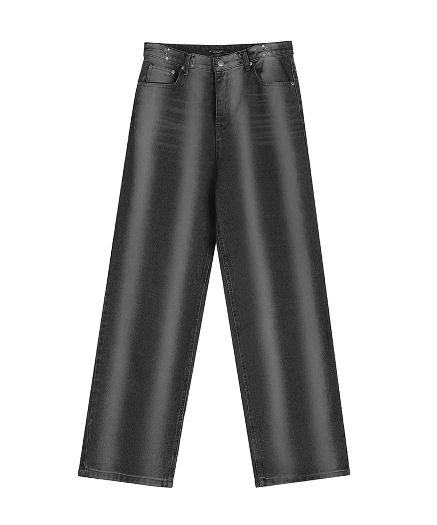 MUSINSA | AVANDRESS Vertical Line Buckle Denim Pants BLACK