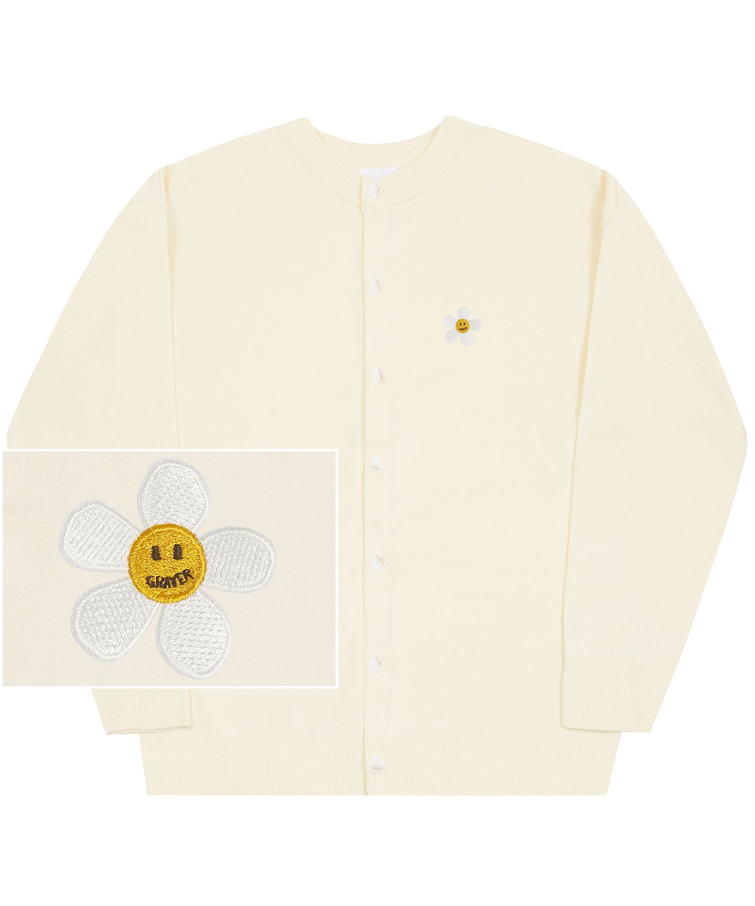 【GRAVER】Smile Embroidery Round Knit MUSINSA | GRAVER [UNISEX] BOUCLE EMBROIDERED DOT SMILE KNIT
