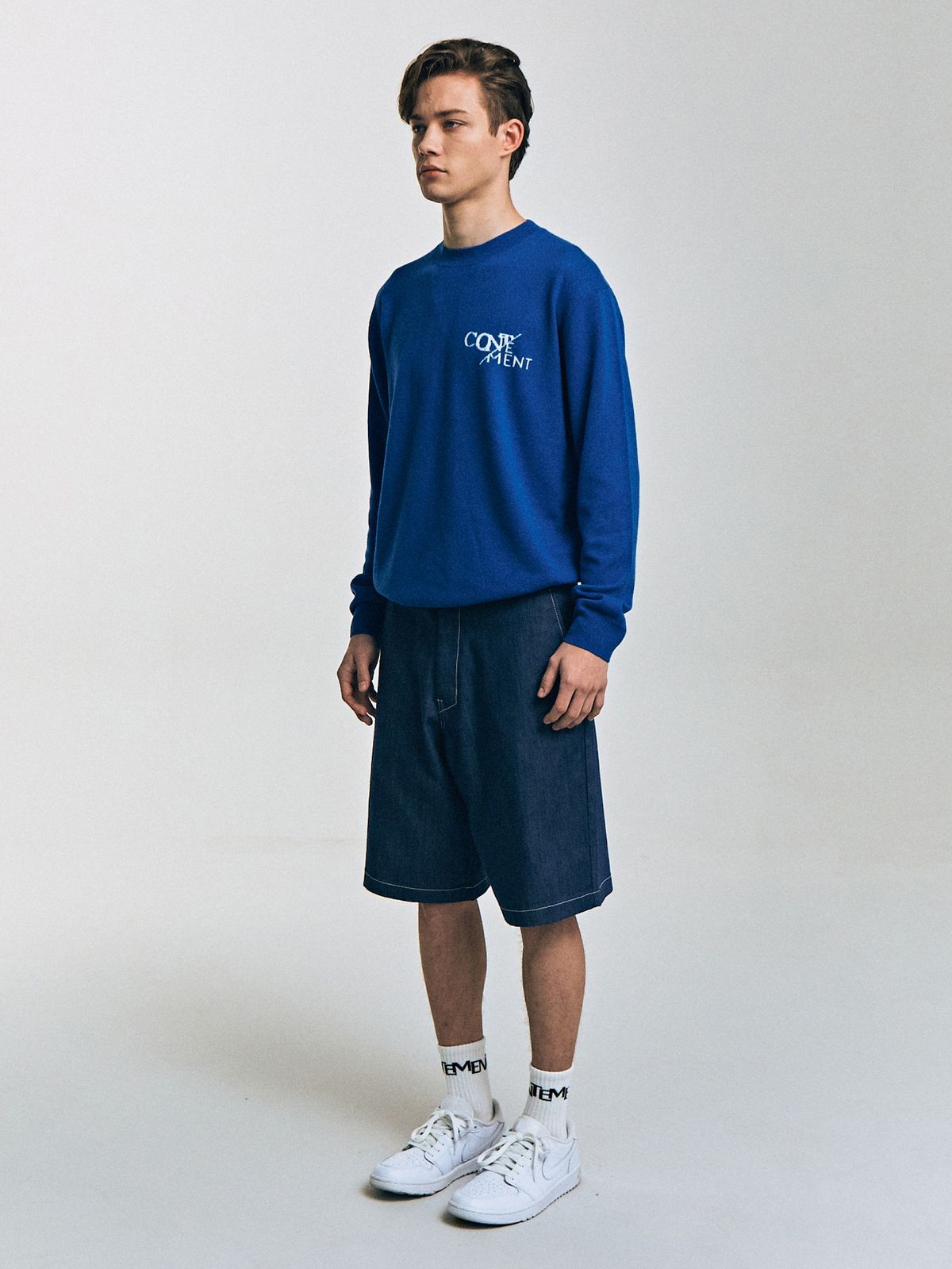 컨티먼트(CONTEMENT) MERINO WOOL CREW-NECK SWEATER_BLUE