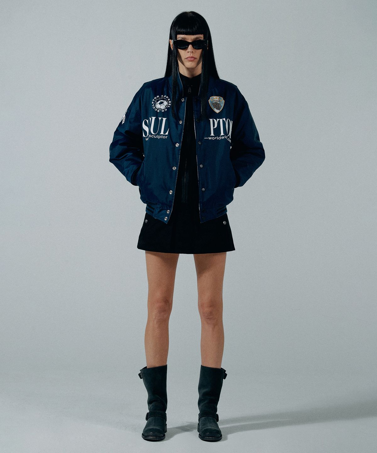 스컬프터(SCULPTOR) Sports Reversible Stadium Jacket Navy/Silver