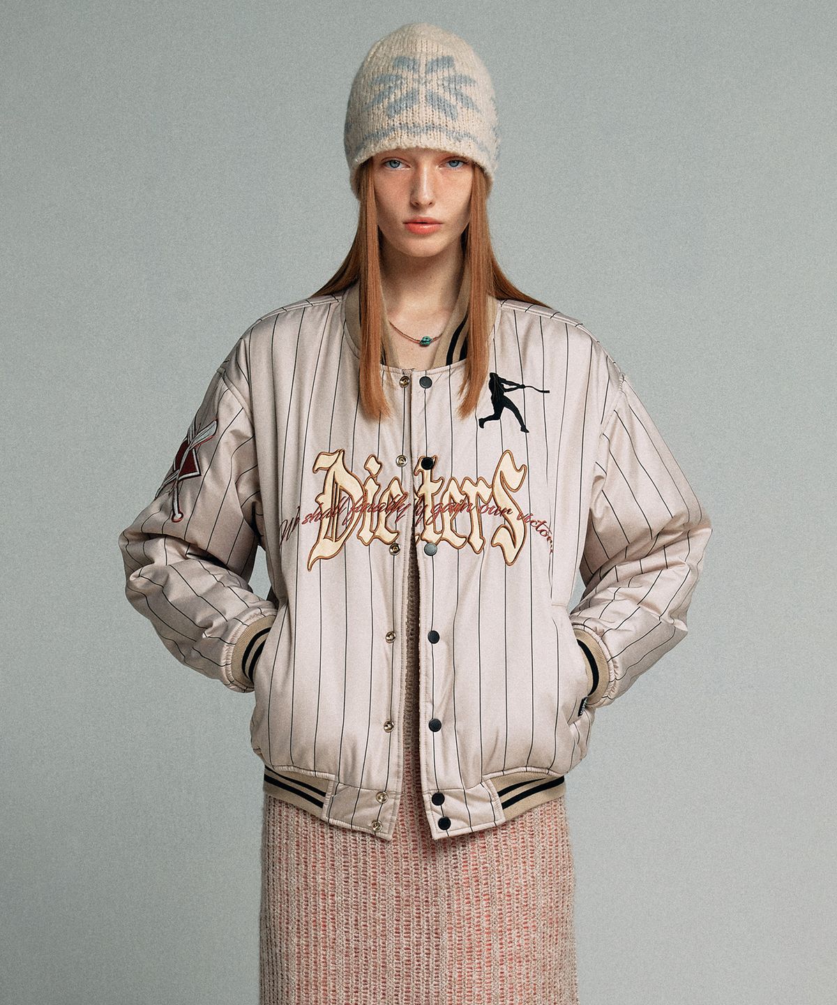 스컬프터(SCULPTOR) Sports Reversible Stadium Jacket Beige/Gold