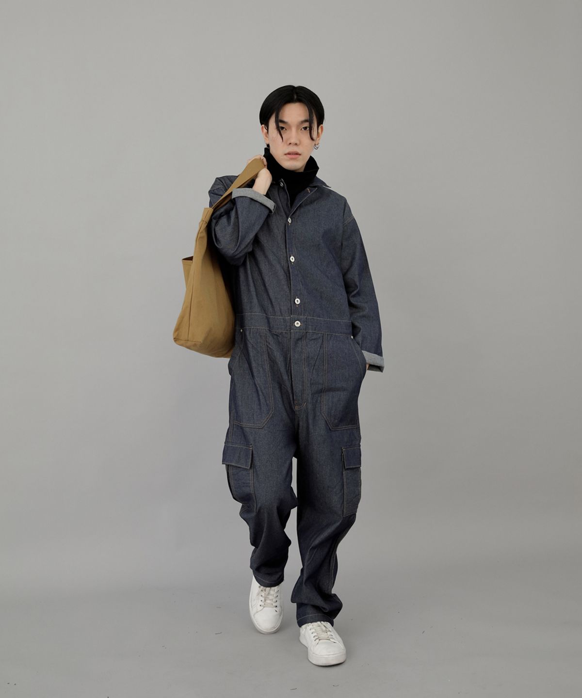 세인트크루(SAINTCREW) 레트로라인 카고 점프슈트 RLC-509 데님 라이트인디고 BRS