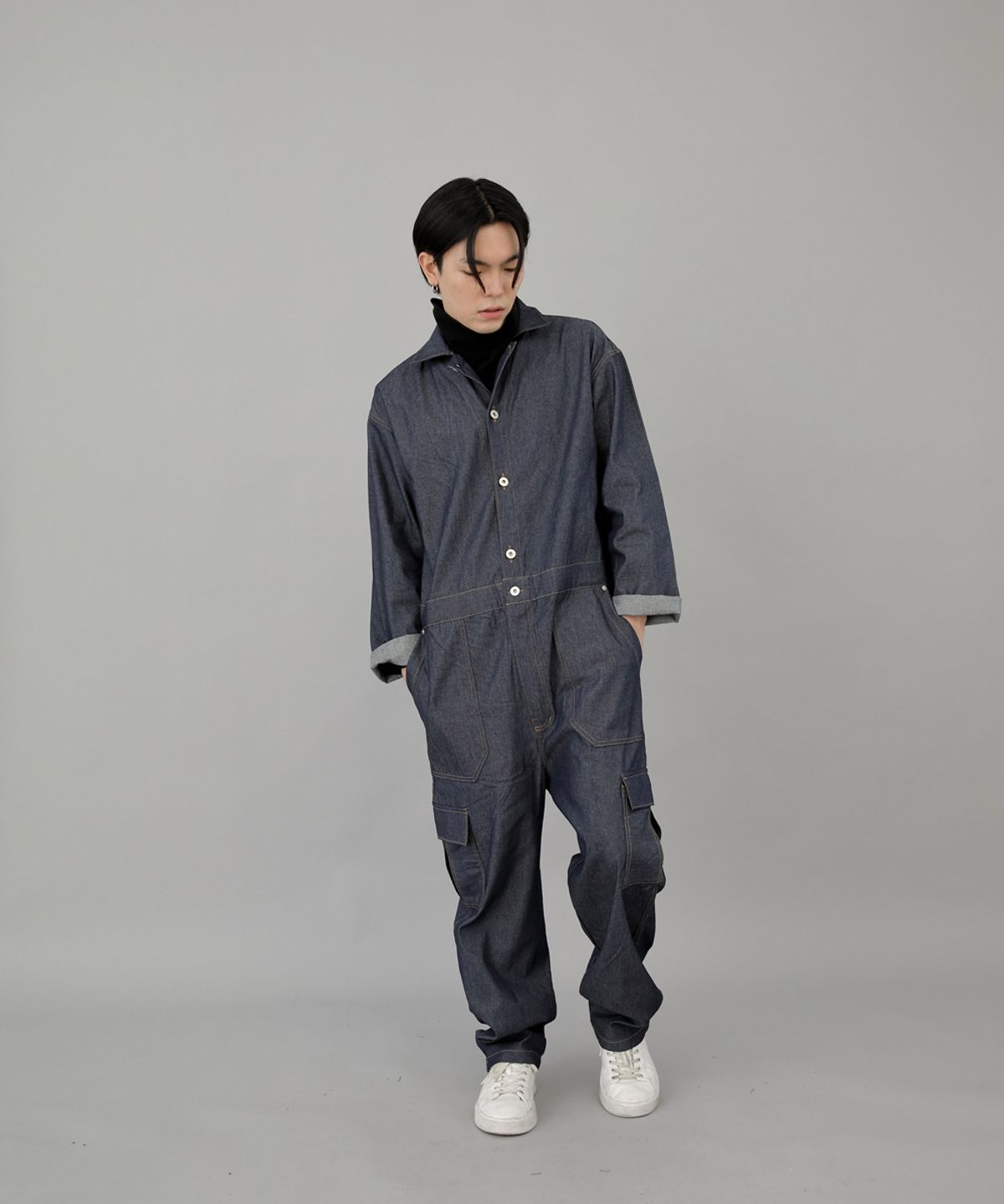 세인트크루(SAINTCREW) 레트로라인 카고 점프슈트 RLC-509 데님 라이트인디고 BRS