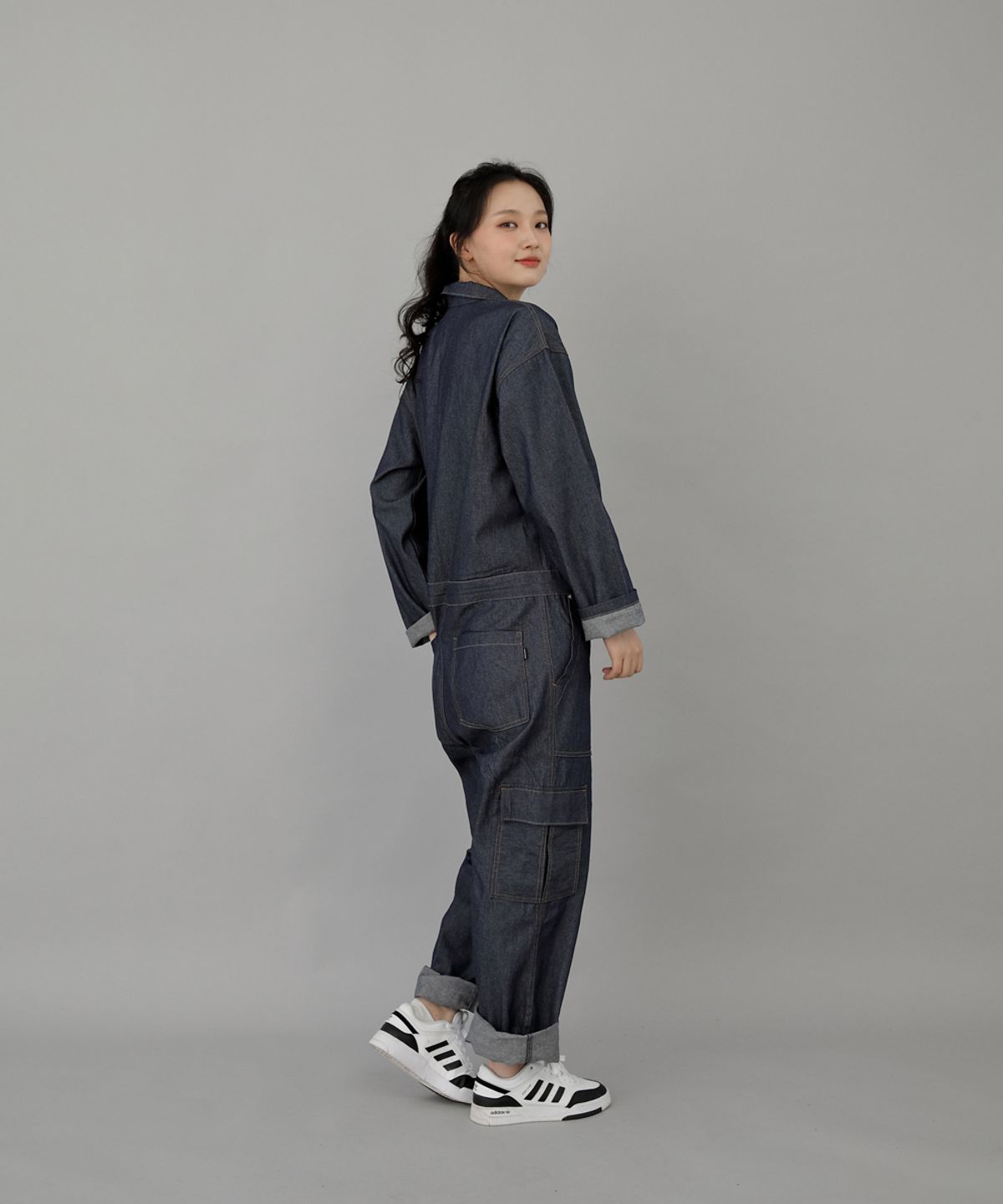 세인트크루(SAINTCREW) 레트로라인 카고 점프슈트 RLC-509 데님 라이트인디고 BRS