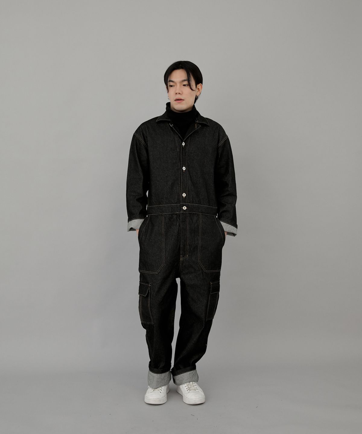세인트크루(SAINTCREW) 레트로라인 카고 점프슈트 RLC-509 블랙 데님 BRS