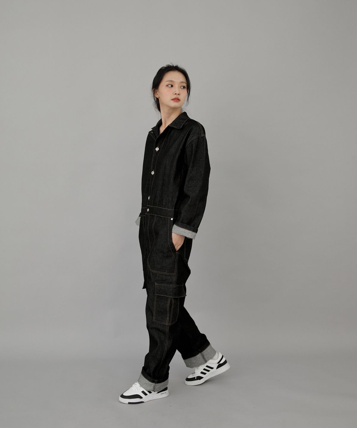 세인트크루(SAINTCREW) 레트로라인 카고 점프슈트 RLC-509 블랙 데님 BRS