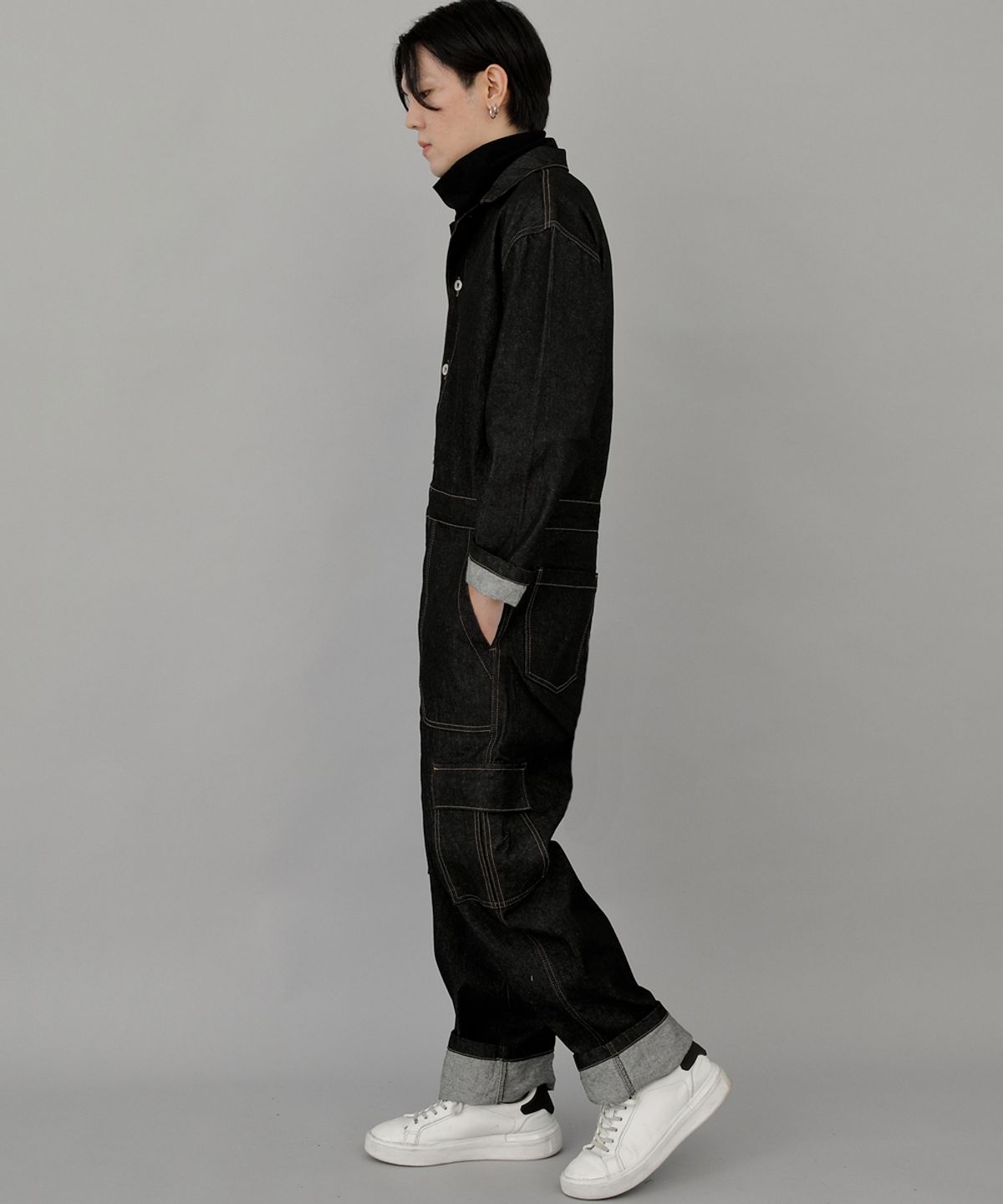세인트크루(SAINTCREW) 레트로라인 카고 점프슈트 RLC-509 블랙 데님 BRS
