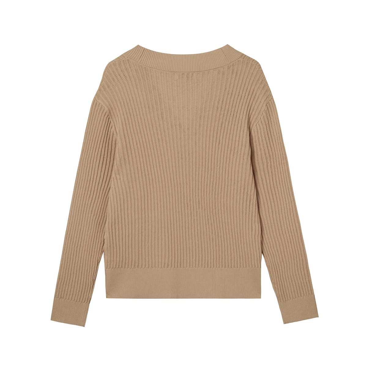 컨티먼트(CONTEMENT) BOLD RIB-KNITTED COTTON CARDIGAN_BEIGE