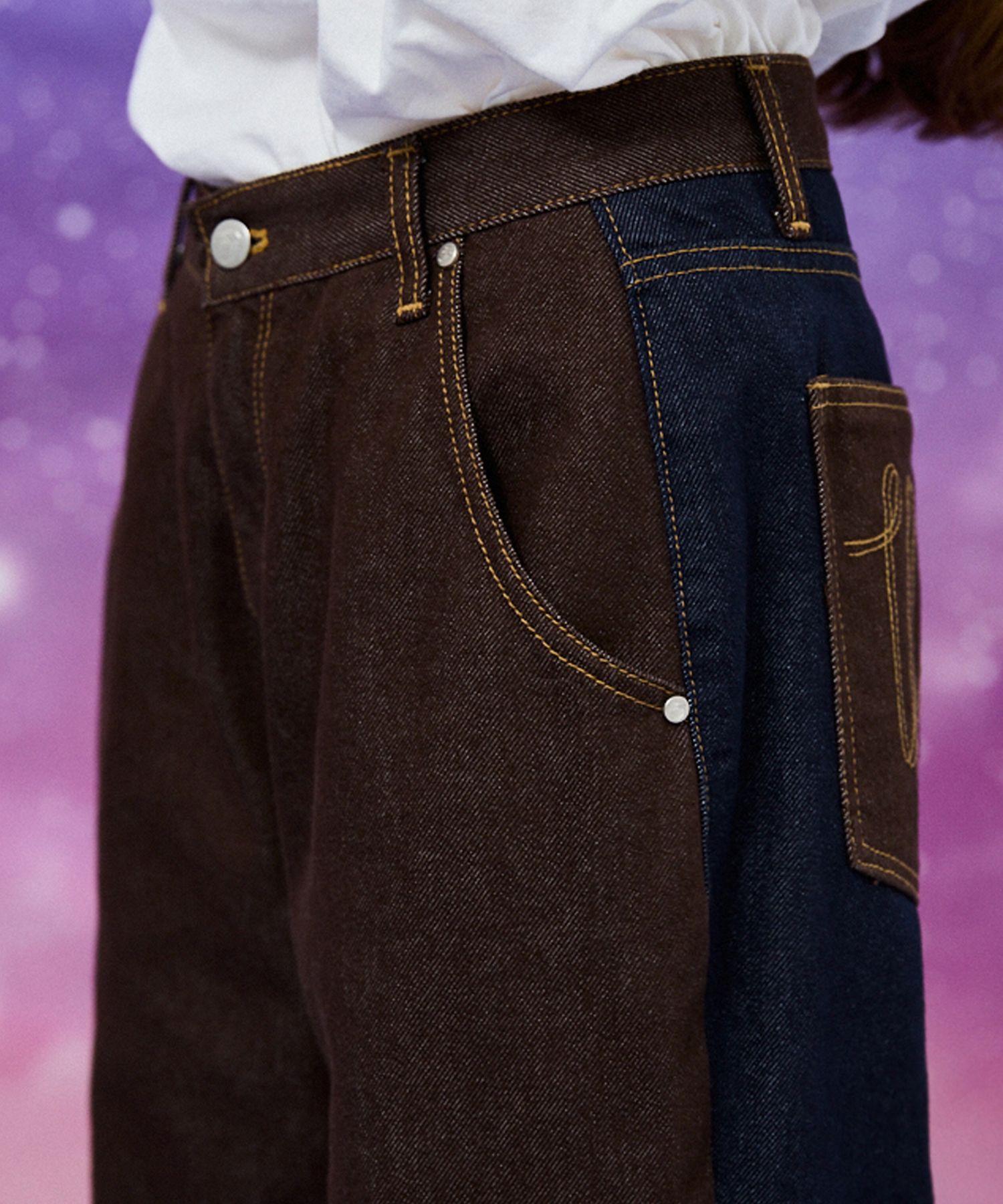 ★Wai Kei★ Wide Western Mix Denim Pants Brown YK22FWPT01 MUSINSA | WAI KEI Wide Western Mix Denim Pants Brown