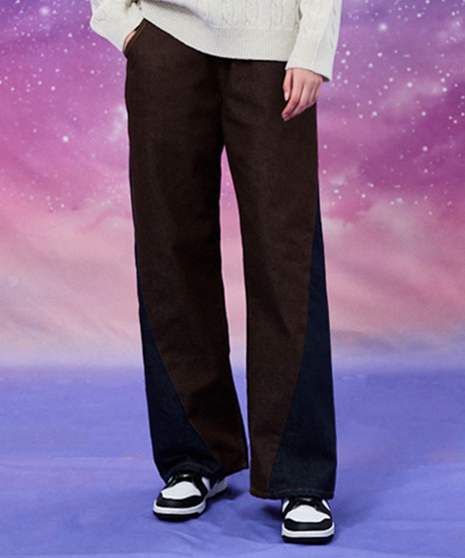 ★Wai Kei★ Wide Western Mix Denim Pants Brown YK22FWPT01 MUSINSA | WAI KEI Wide Western Mix Denim Pants Brown