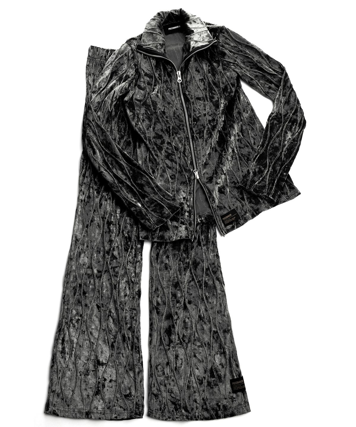 피스메이커(PIECE MAKER) VELVET WAVE STITCH BOOTS PANTS (CHARCOAL)