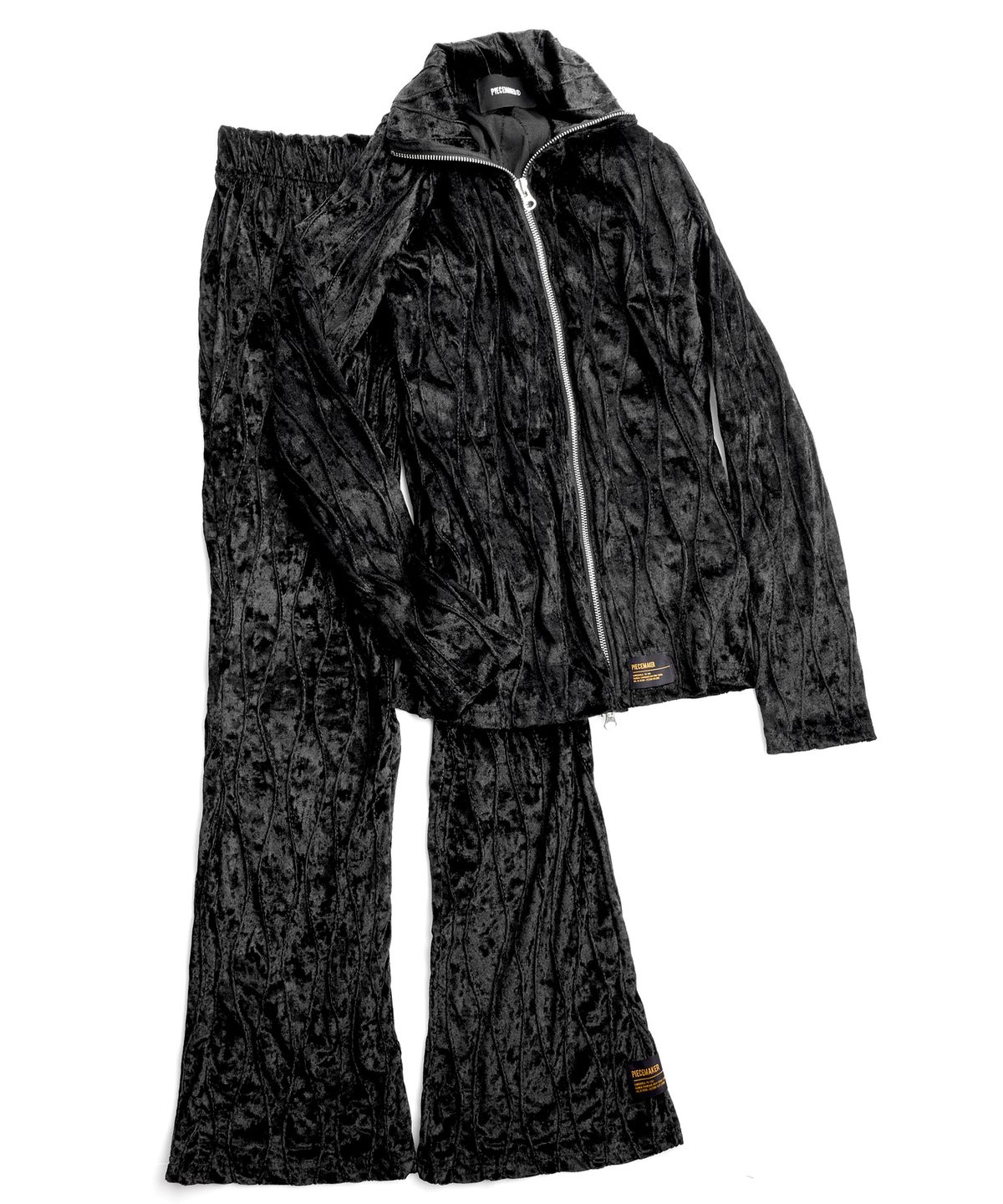 피스메이커(PIECE MAKER) VELVET WAVE STITCH 2WAY ZIP UP (BLACK)