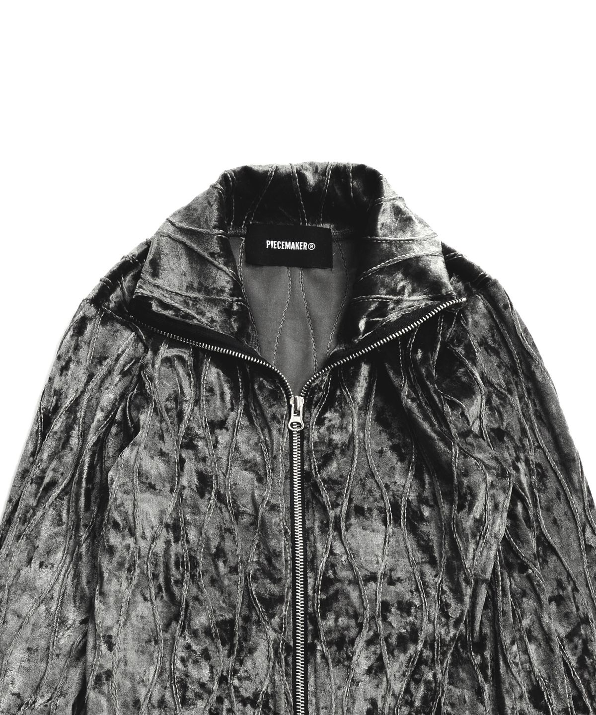 피스메이커(PIECE MAKER) VELVET WAVE STITCH 2WAY ZIP UP (CHARCOAL)