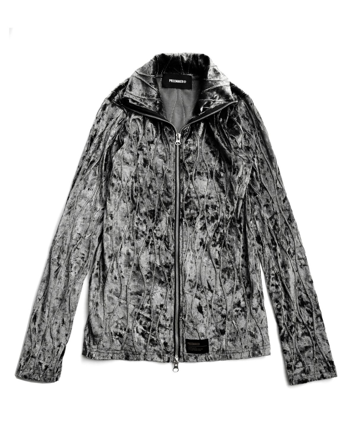 피스메이커(PIECE MAKER) VELVET WAVE STITCH 2WAY ZIP UP (CHARCOAL)
