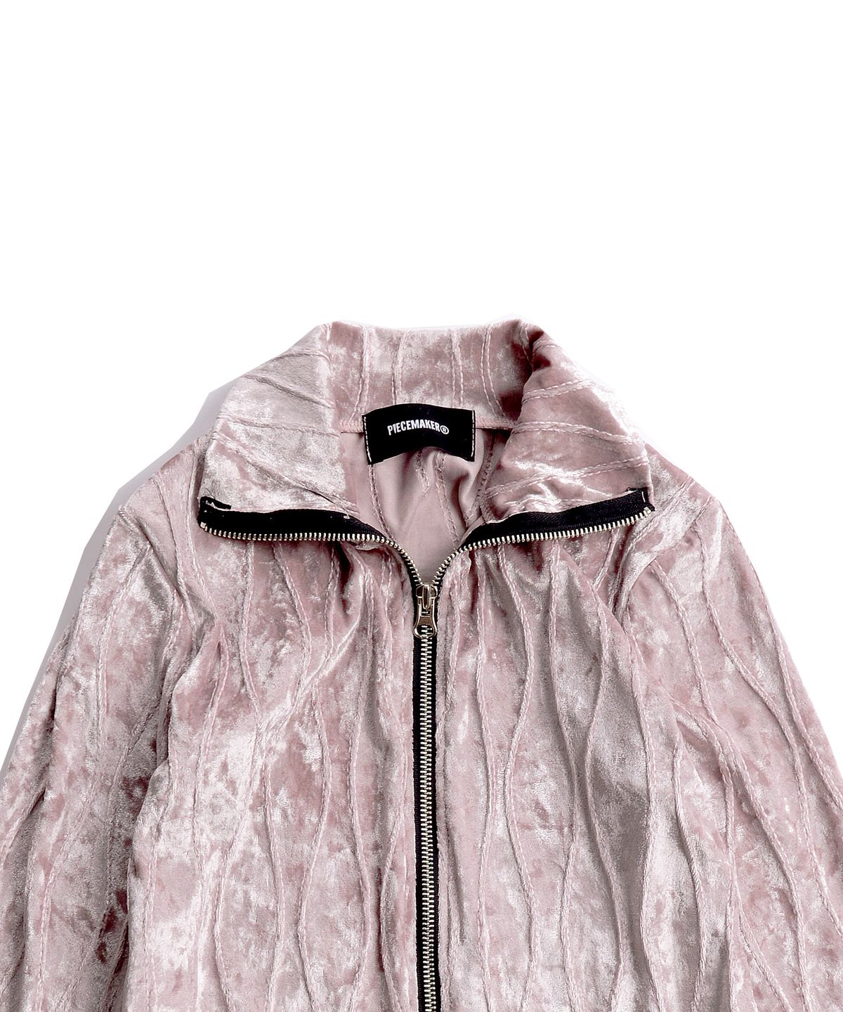 피스메이커(PIECE MAKER) VELVET WAVE STITCH 2WAY ZIP UP (PINK)