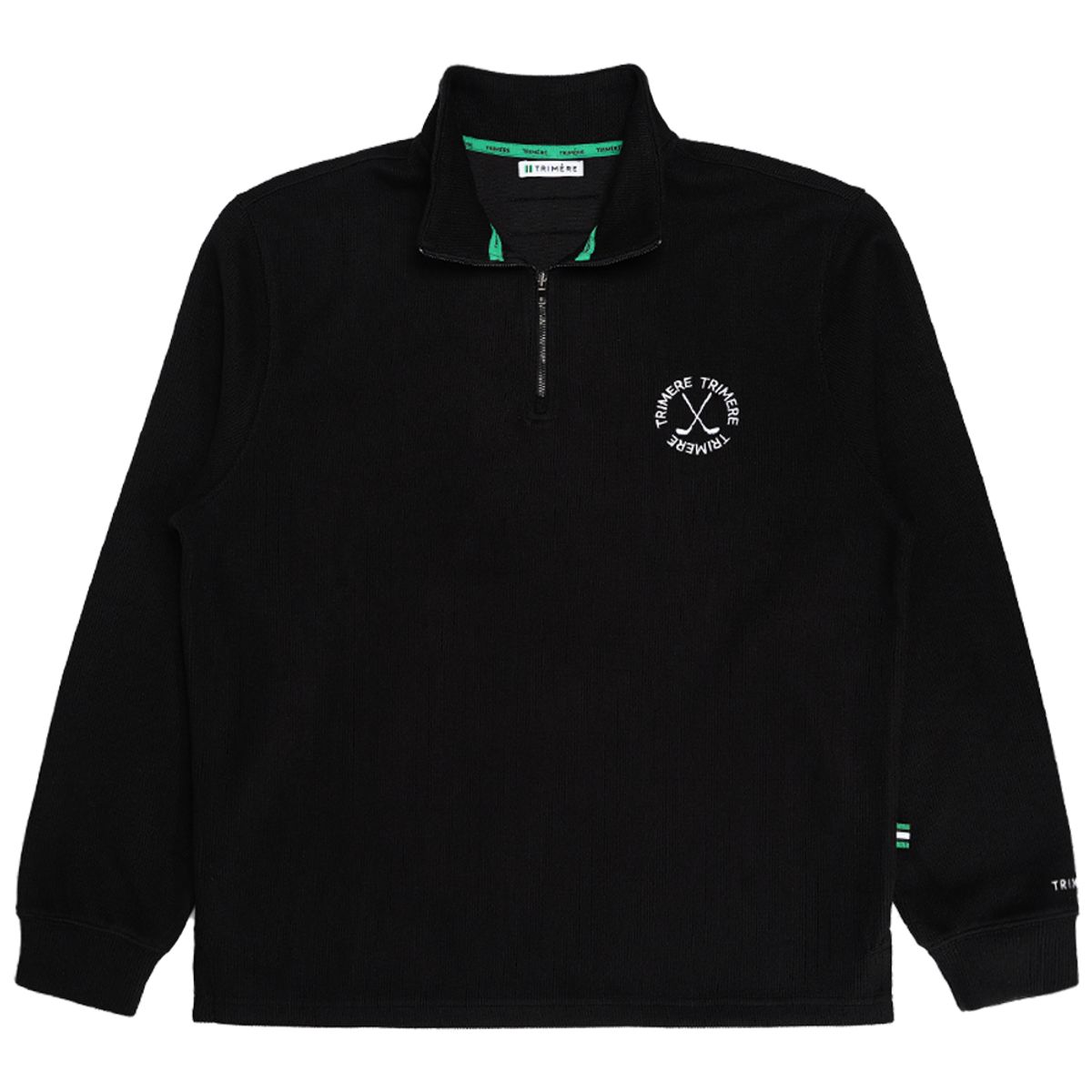 트리메르(TRIMERE) 심플 원형 자수 반집업  UNISEX BLACK (w)