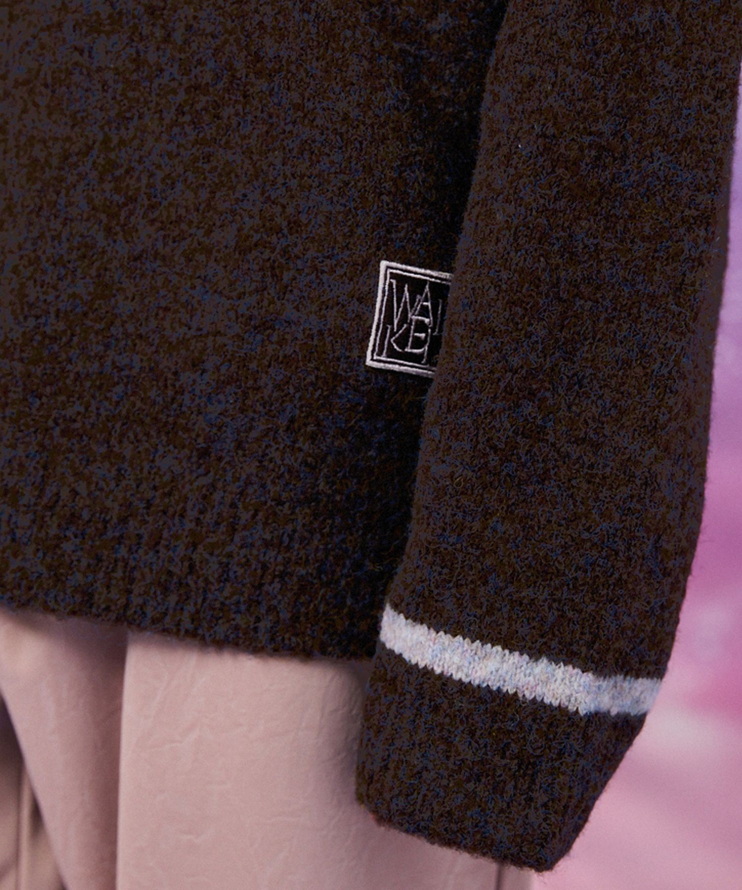 さらに100円引き◆Wai Kei◆Boucle line v neck knit MUSINSA | WAI KEI Boucle Line V Neck Knit Sweater Brown
