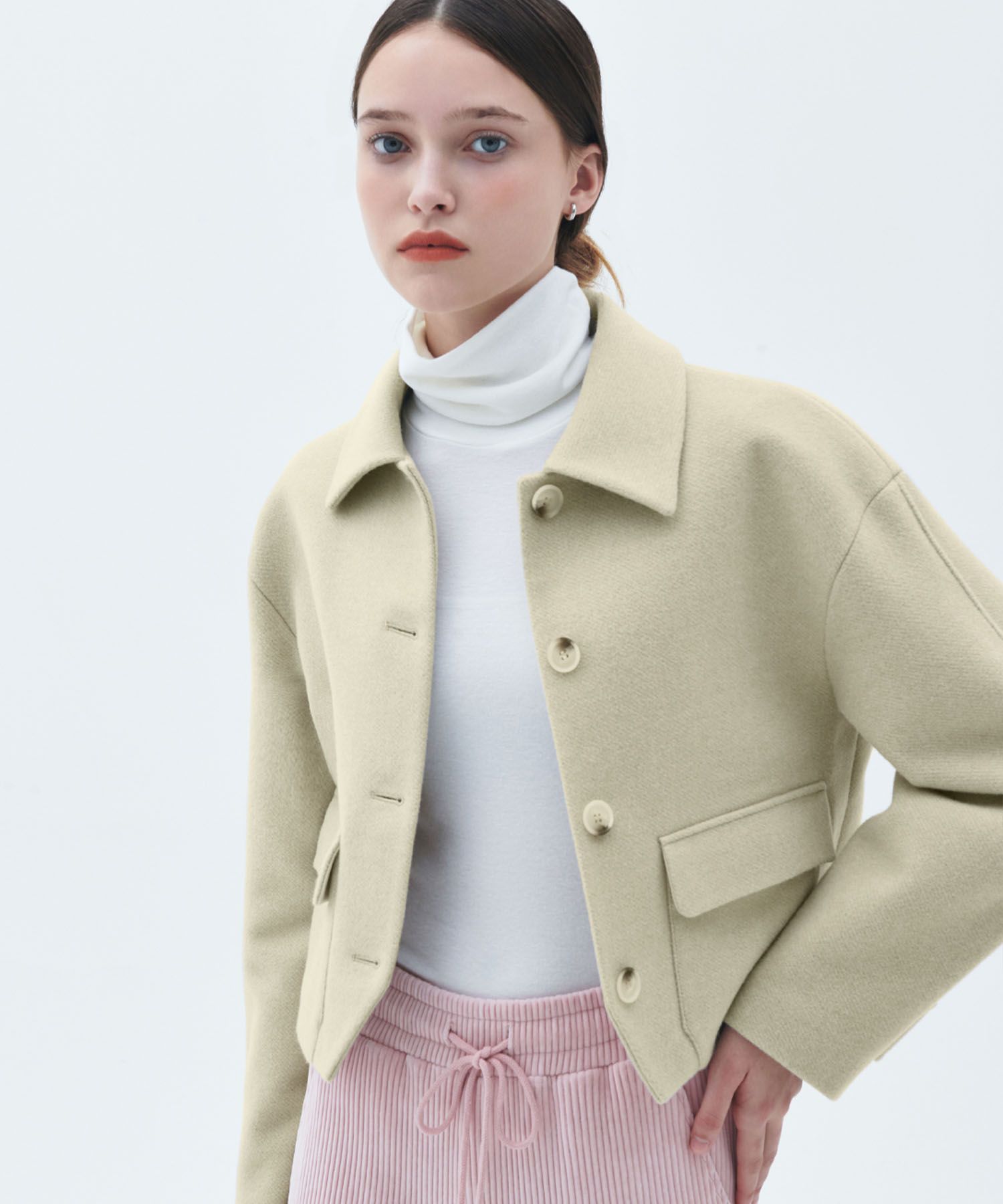 【Citybreeze】WOOL BLENDED SLEEVE SHORT COAT-LIGHT-BEIGE MUSINSA | CITYBREEZE WOMAN Volume sleeve short wool