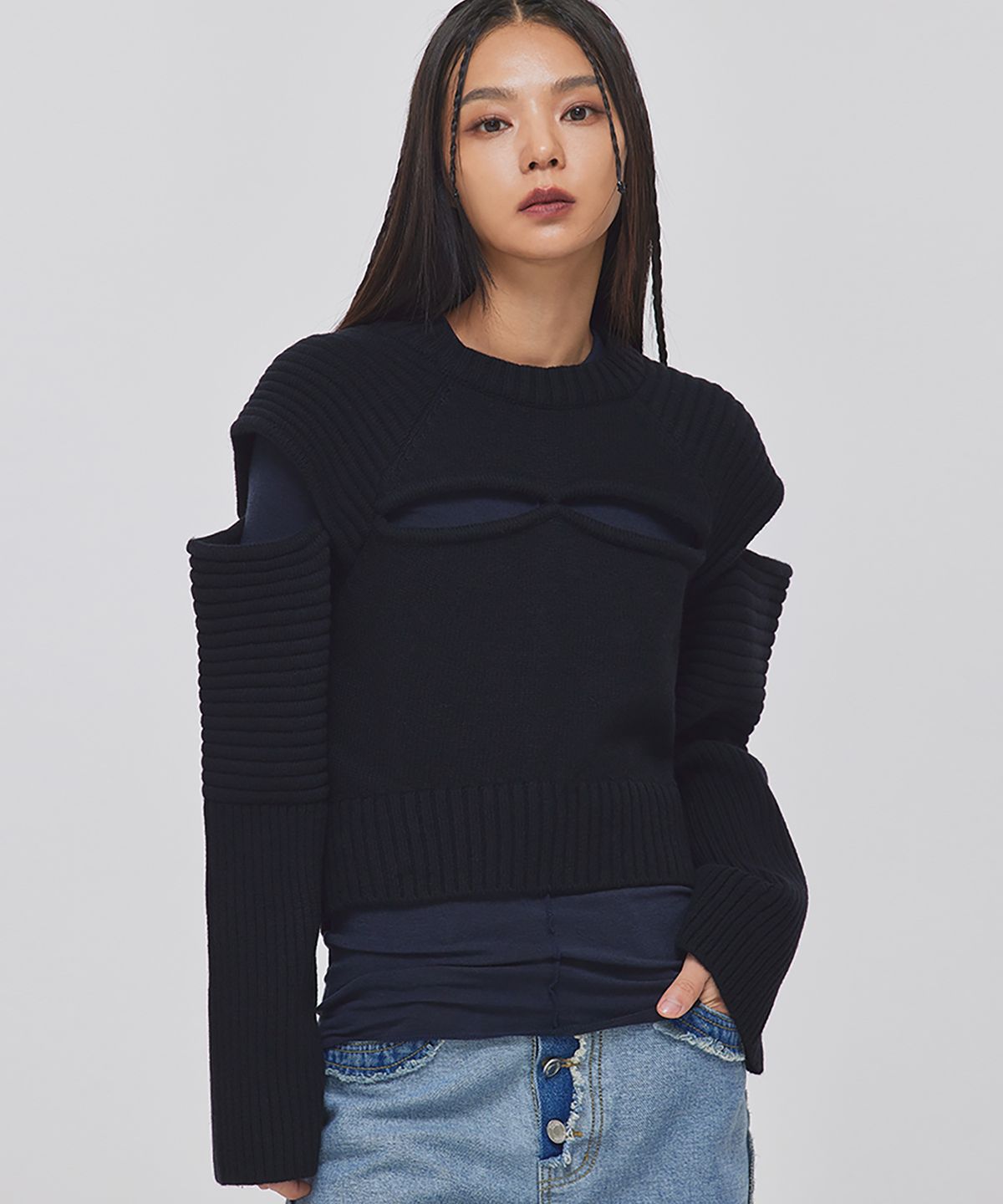 탑걸(TOPGIRL) CUTOUT FISHER OVERSIZED KNIT TOP_T226TP110