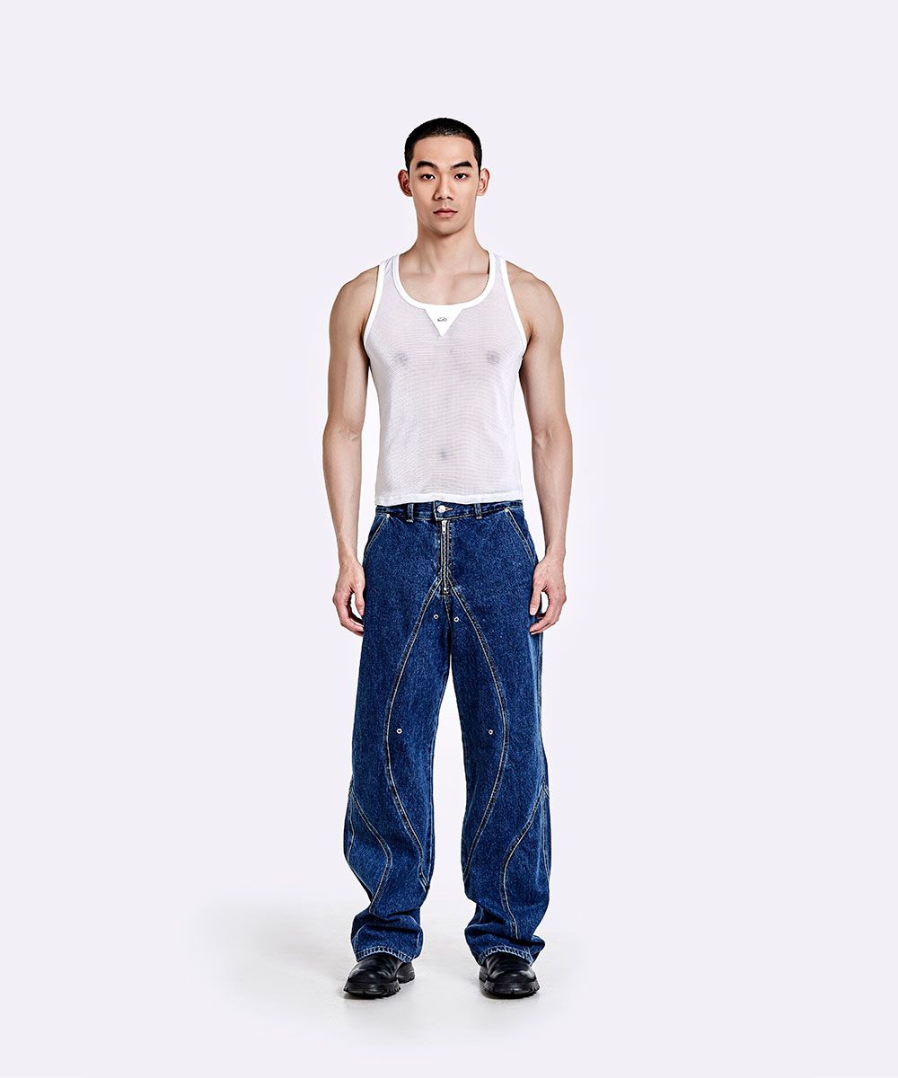 51PERCENT ■ TUNNEL LINING TROUSER (DENIM) MUSINSA | 51PERCENT TUNNEL LINING TROUSER (DENIM) - DEEP BLUE