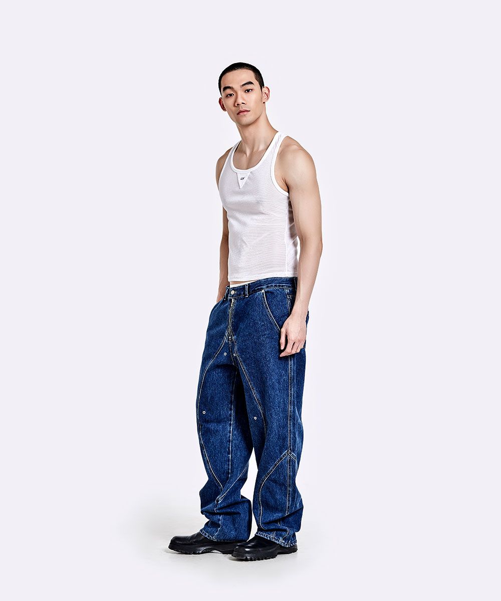 ★Seventeen ★関税込★51PERCENT★TUNNEL LINING TROUSER★ MUSINSA | 51PERCENT TUNNEL LINING TROUSER (DENIM) - DEEP BLUE