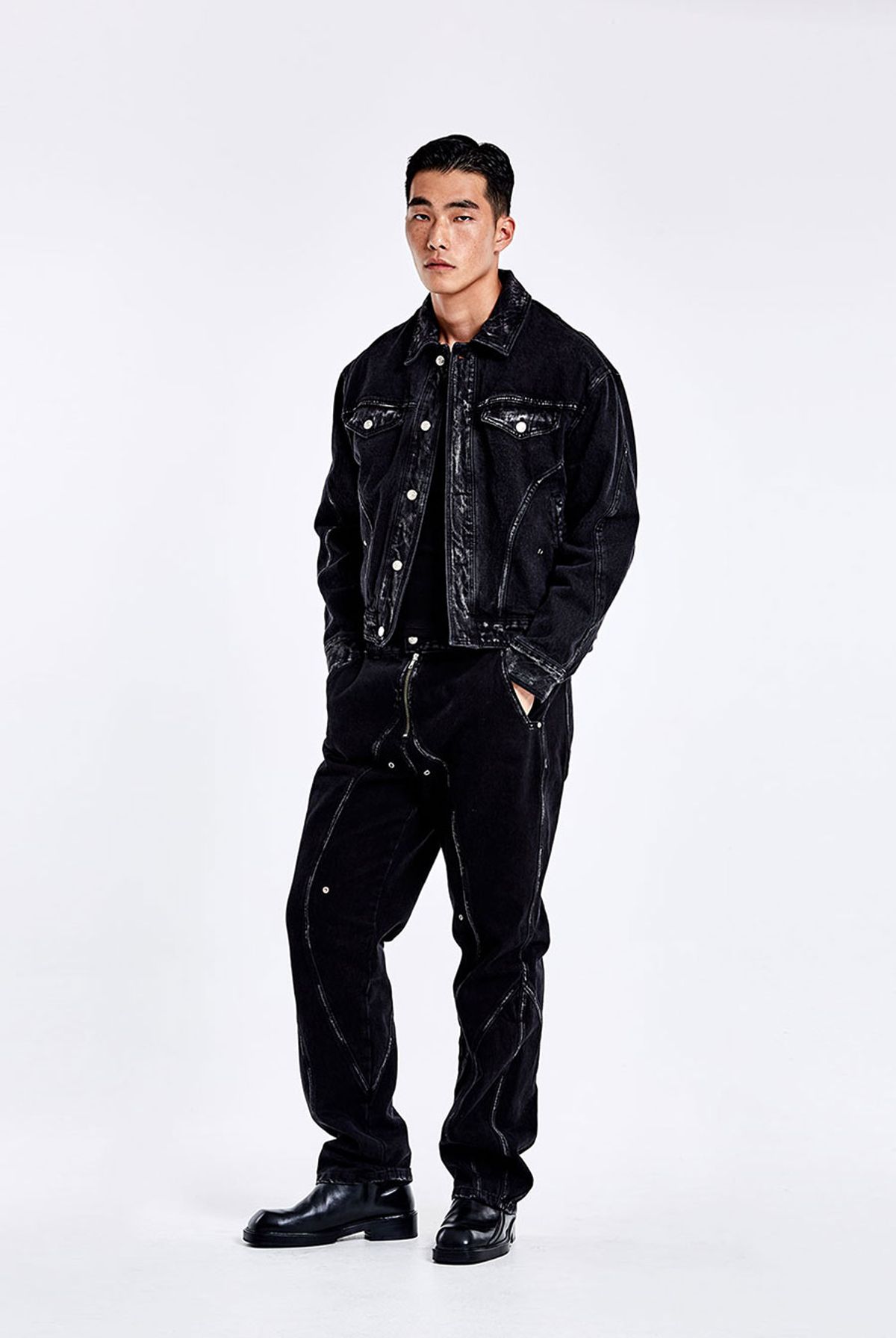 51퍼센트(51PERCENT) TUNNEL LINING TROUSER (DENIM) - Washed Black